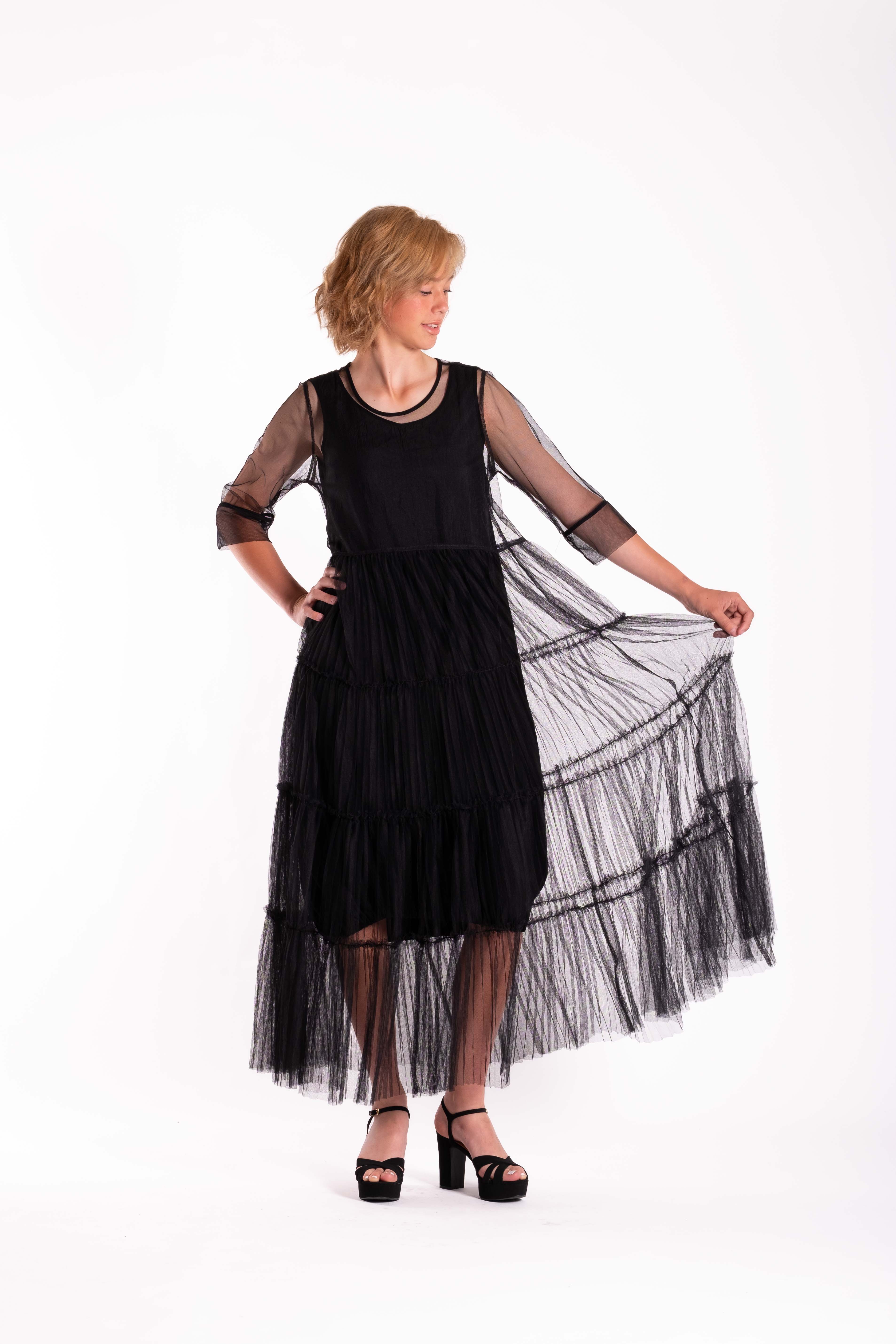4 Tiered Dress Black