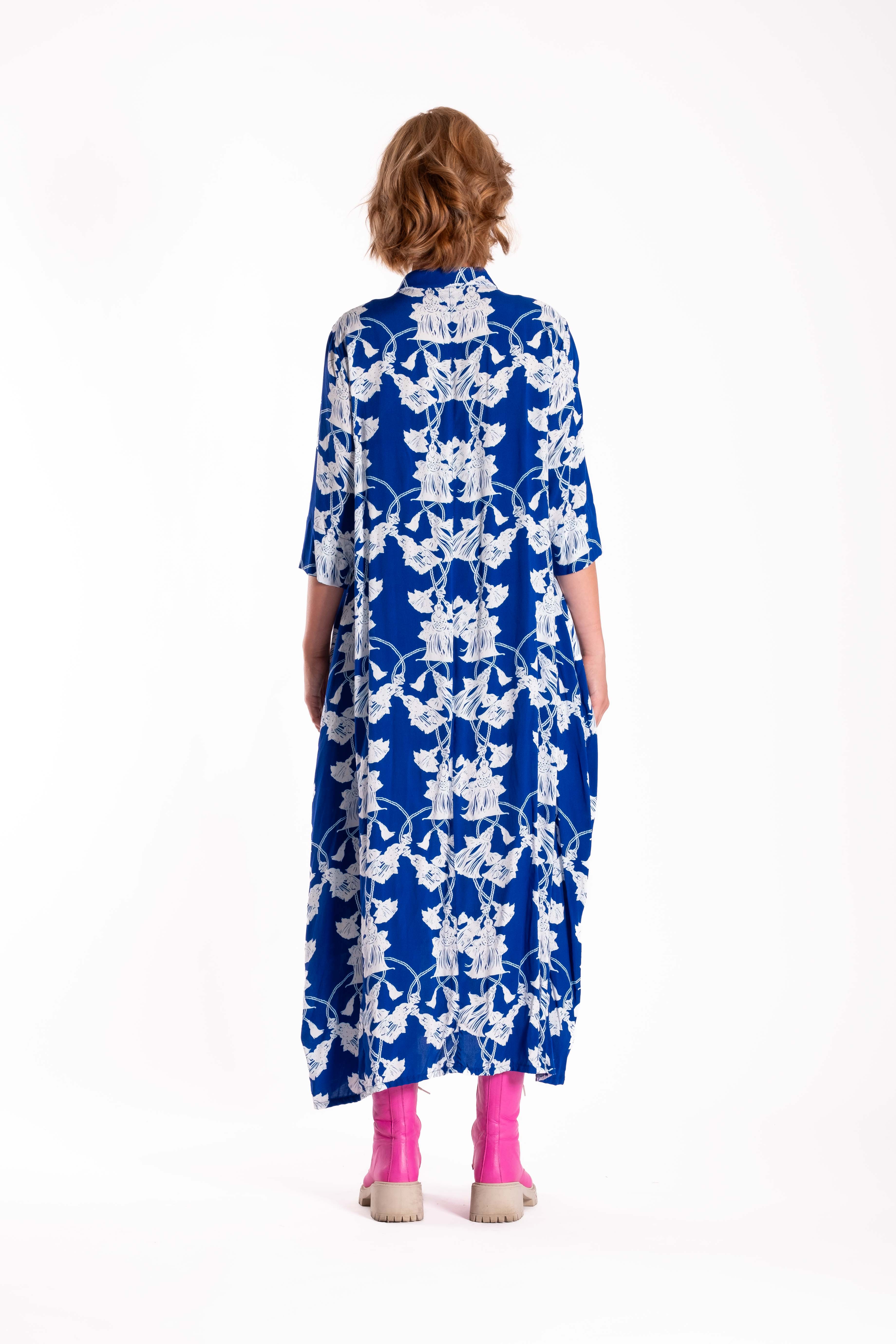French Me Dress Cobalt Tassles