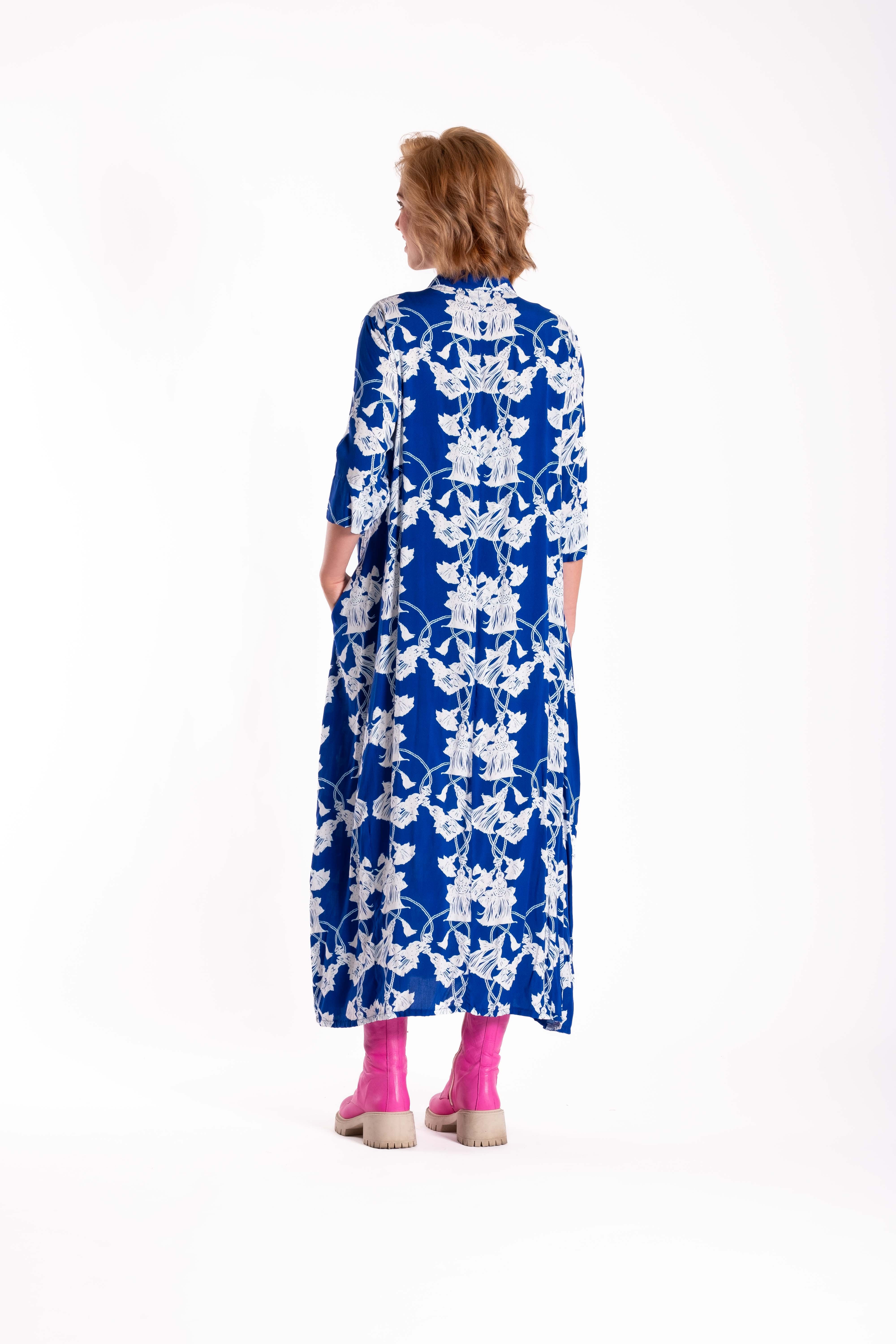French Me Dress Cobalt Tassles