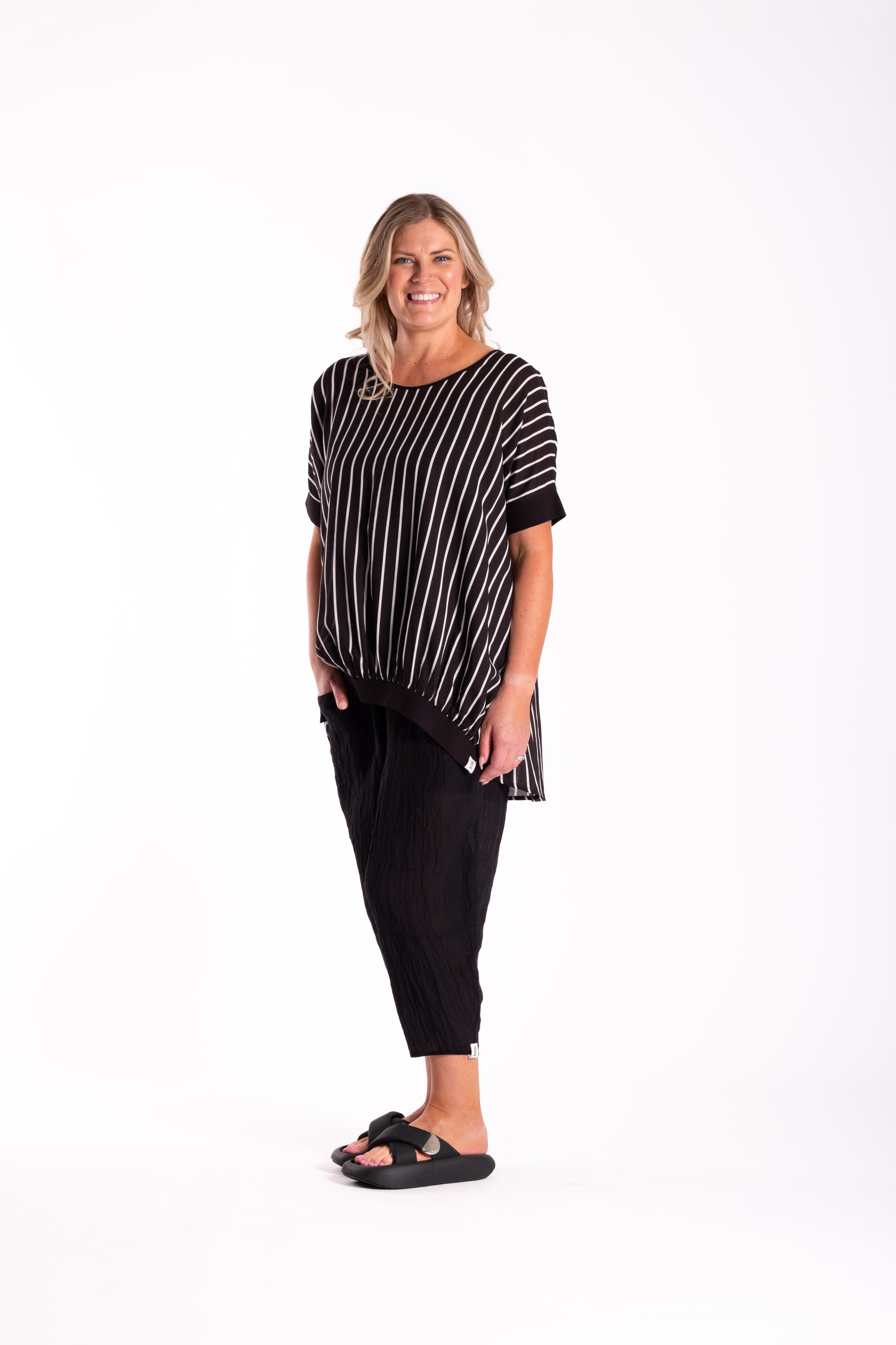 Leese Top Black/White Stripe
