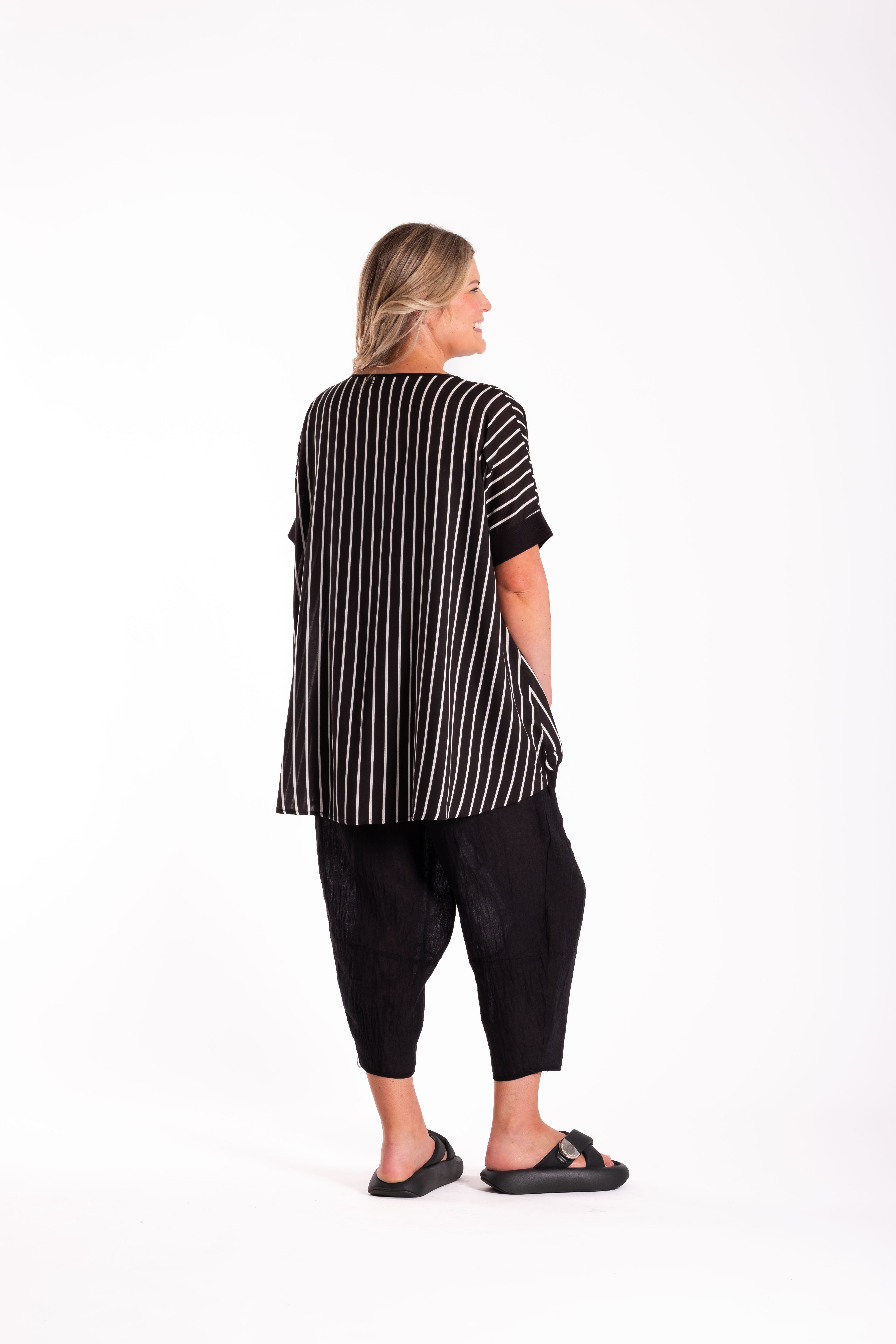 Leese Top Black/White Stripe