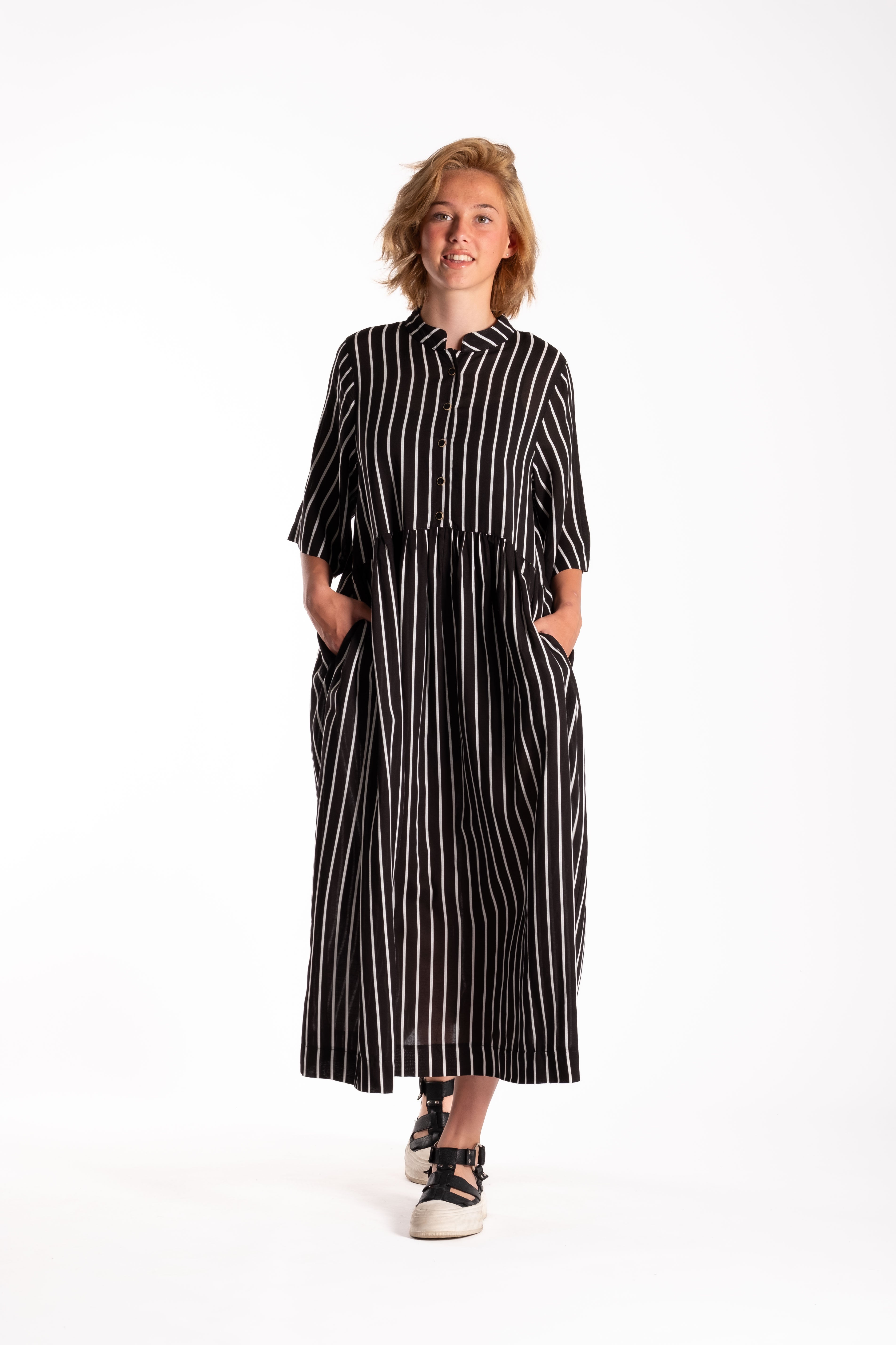 Brylee Dress Black Stripe