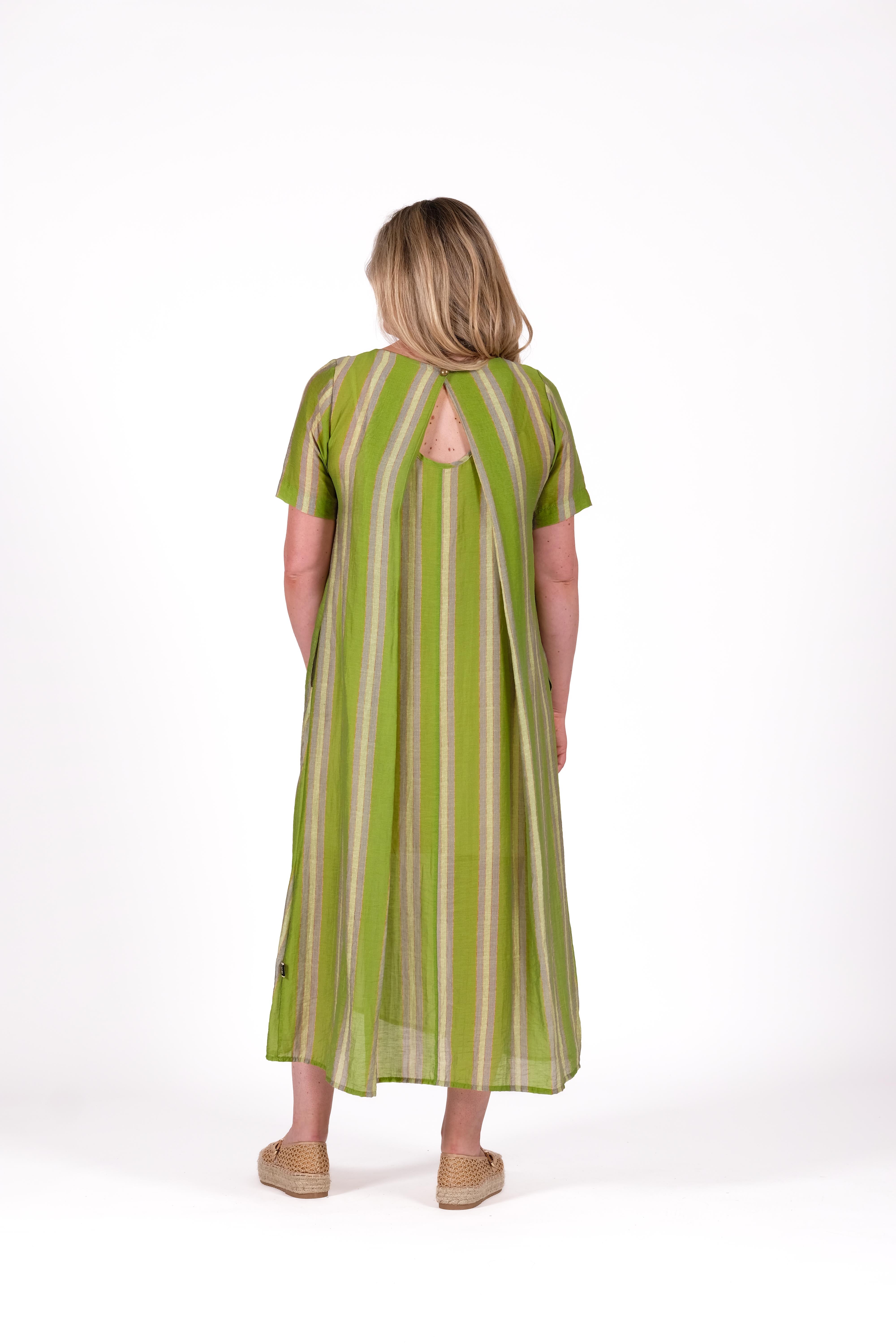 Menaka Dress Eucalyptus Stripe