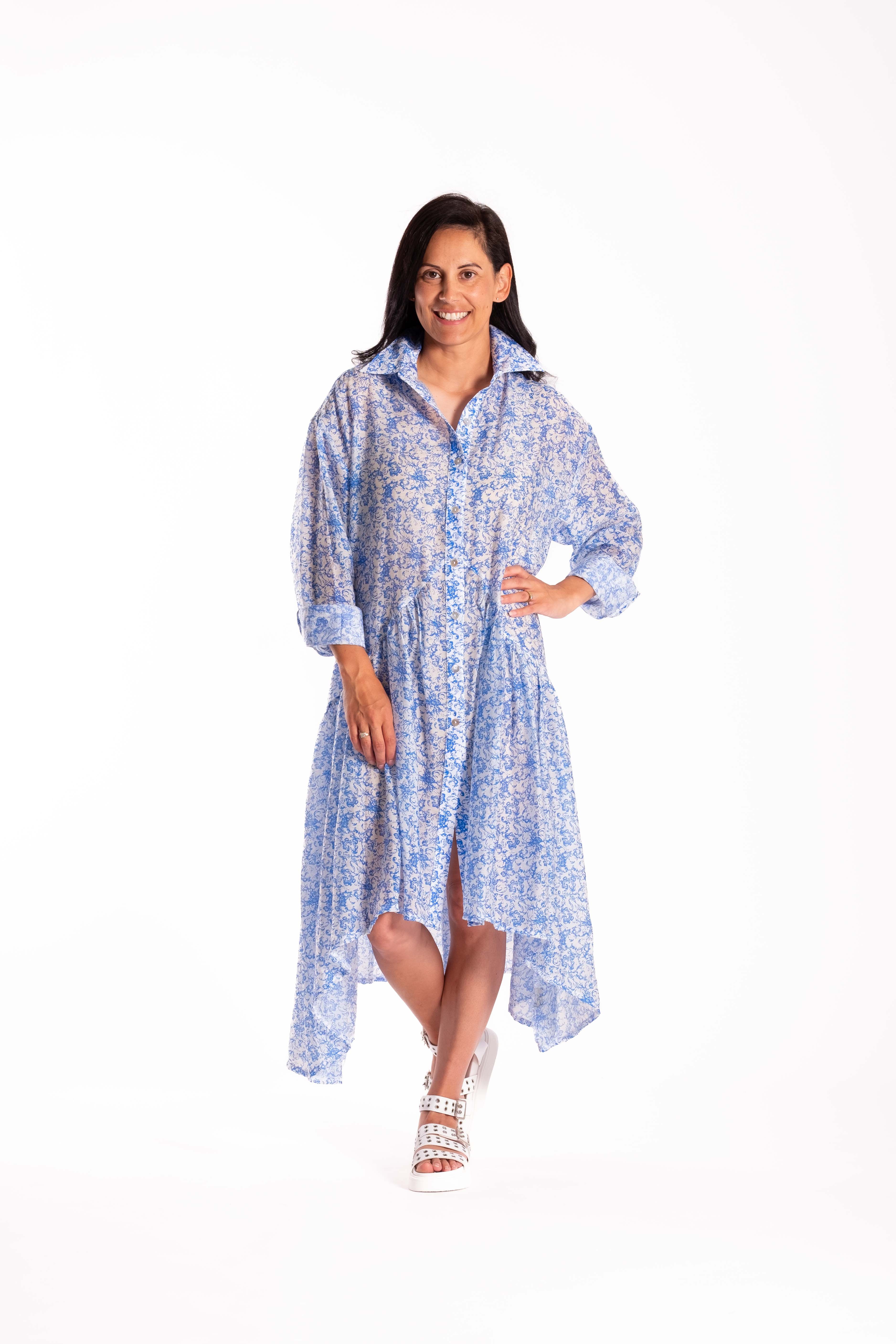 Empire Shirt Dress French Blue