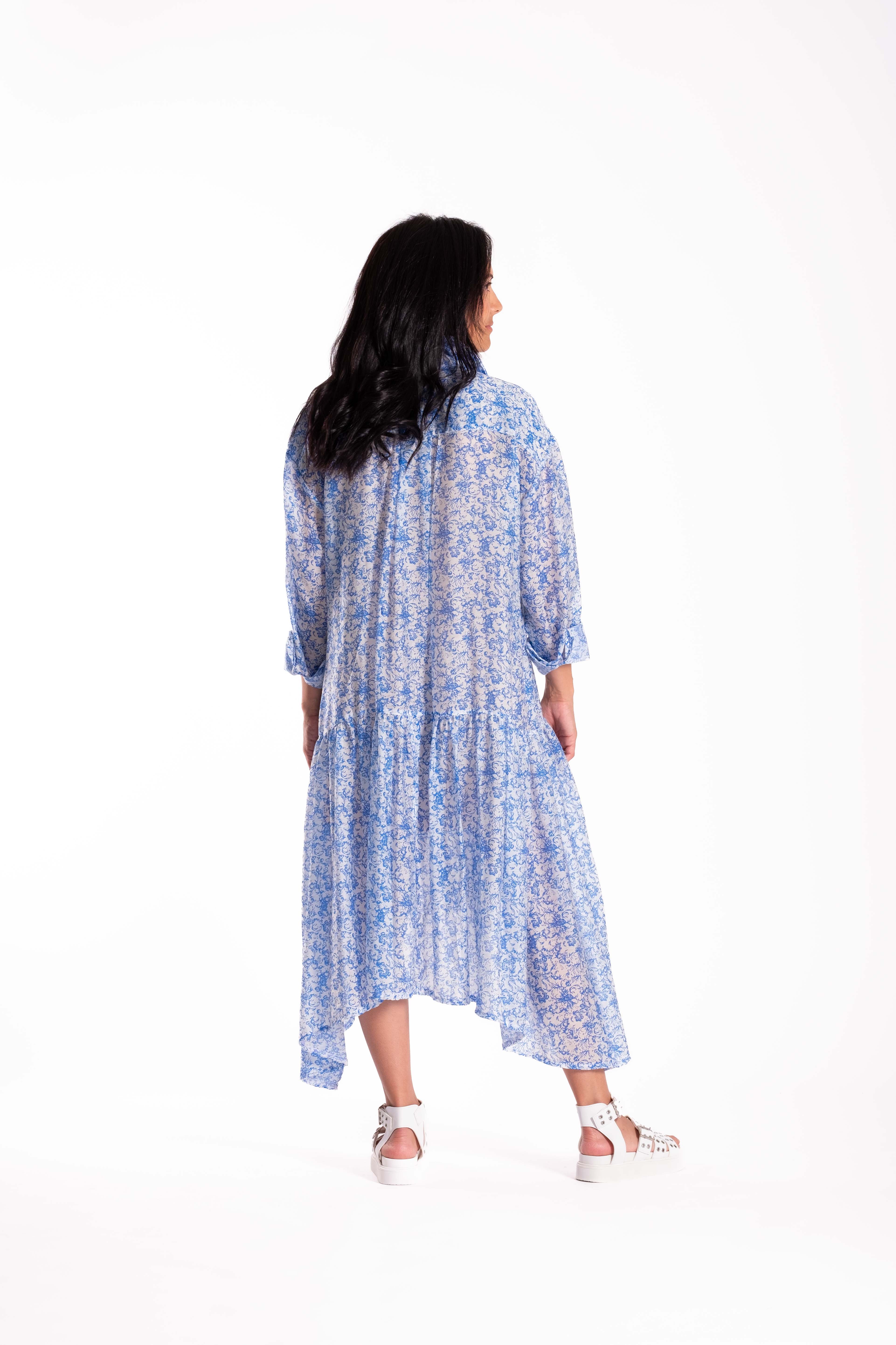 Empire Shirt Dress French Blue