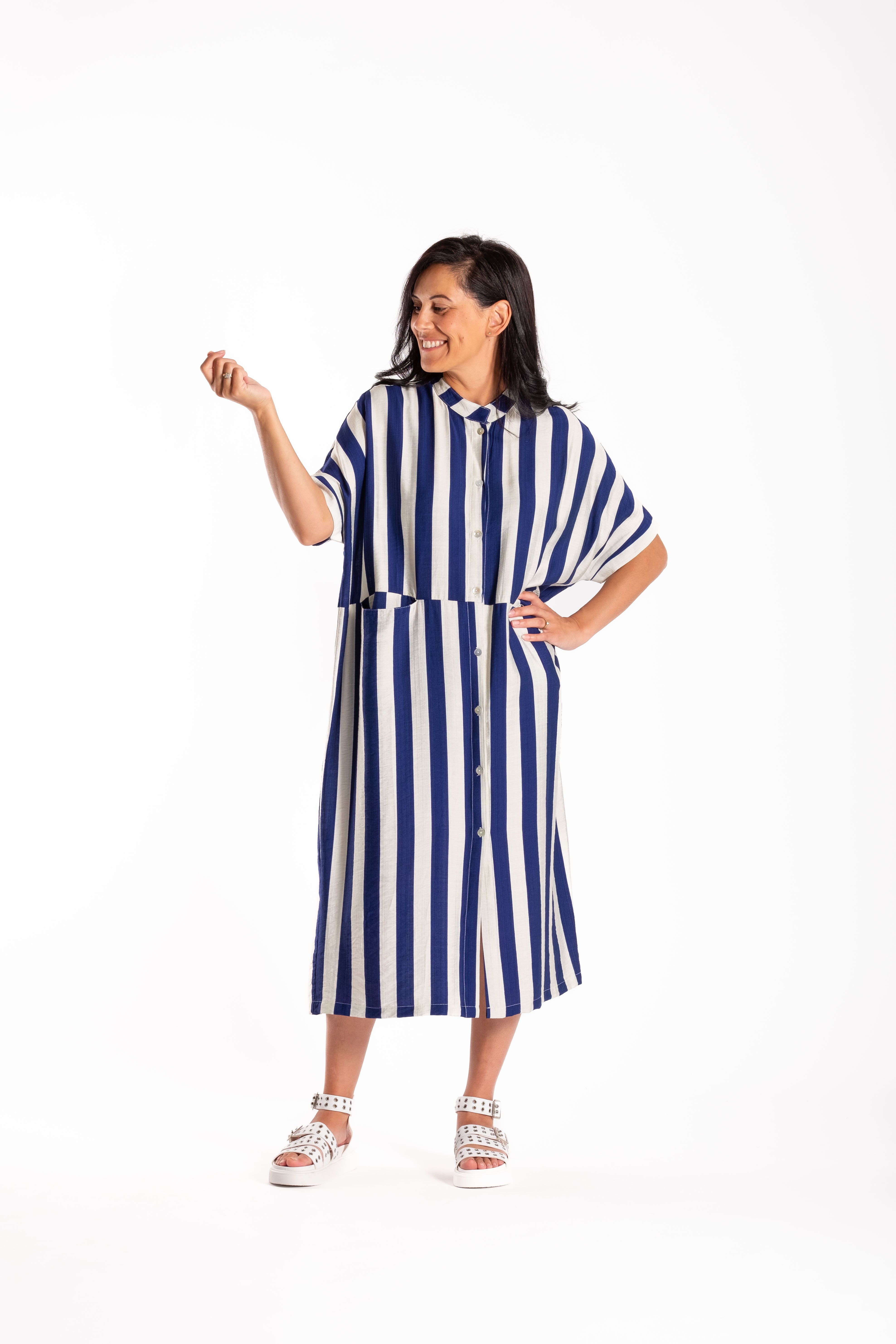Jayde Dress Blue/White Stripe