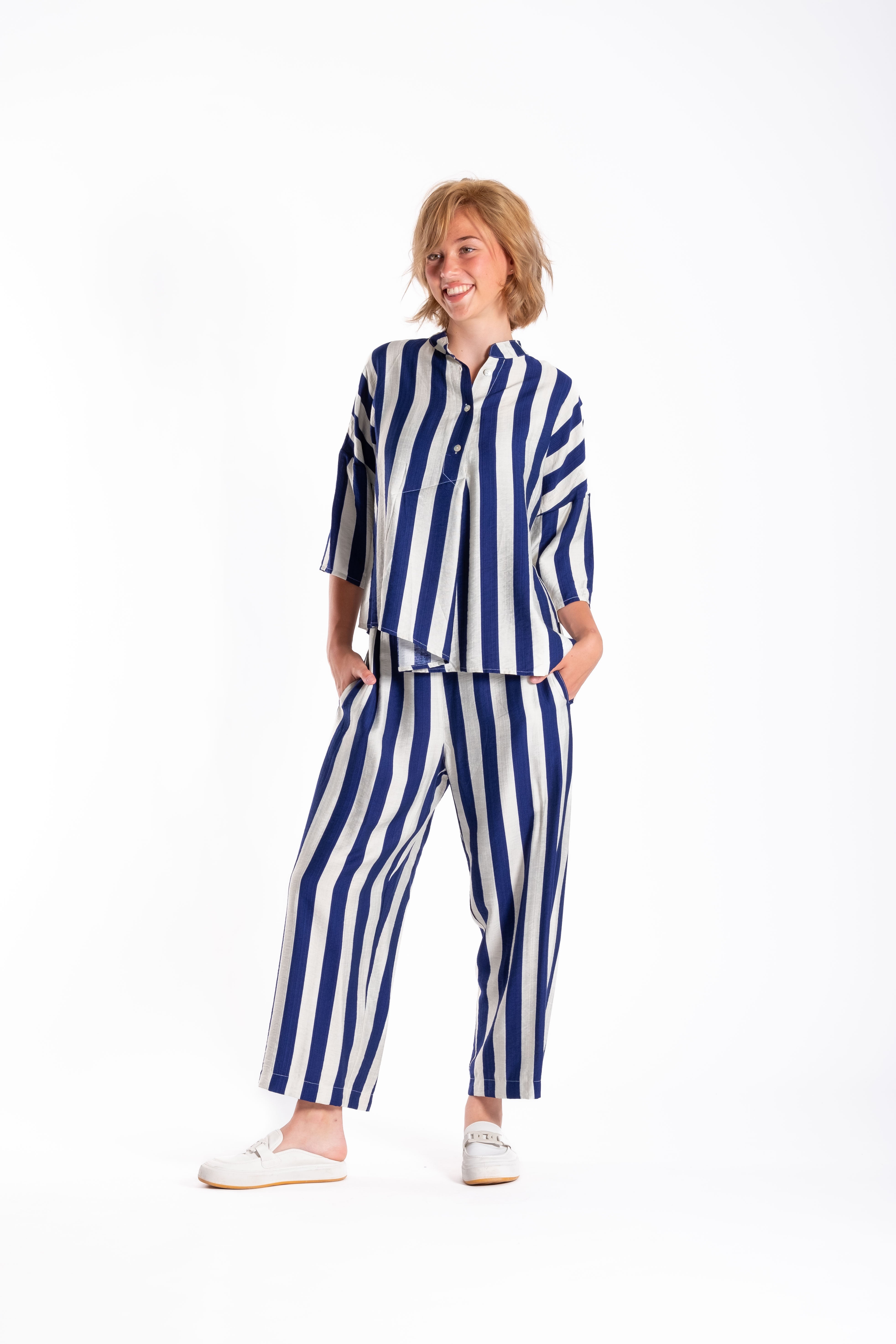Jellicoe Wide Leg Pants Blue/White Stripe