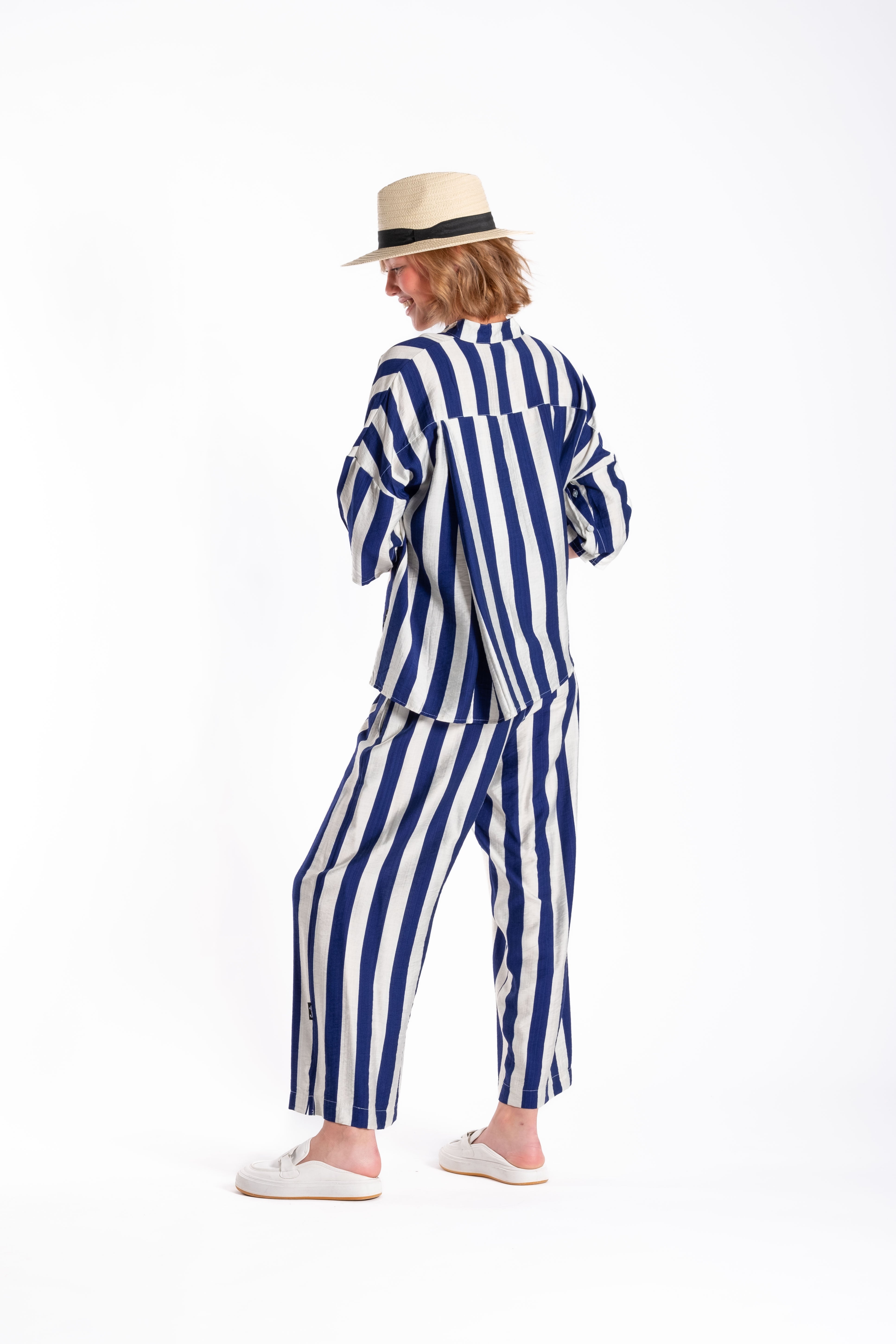 Jellicoe Wide Leg Pants Blue/White Stripe