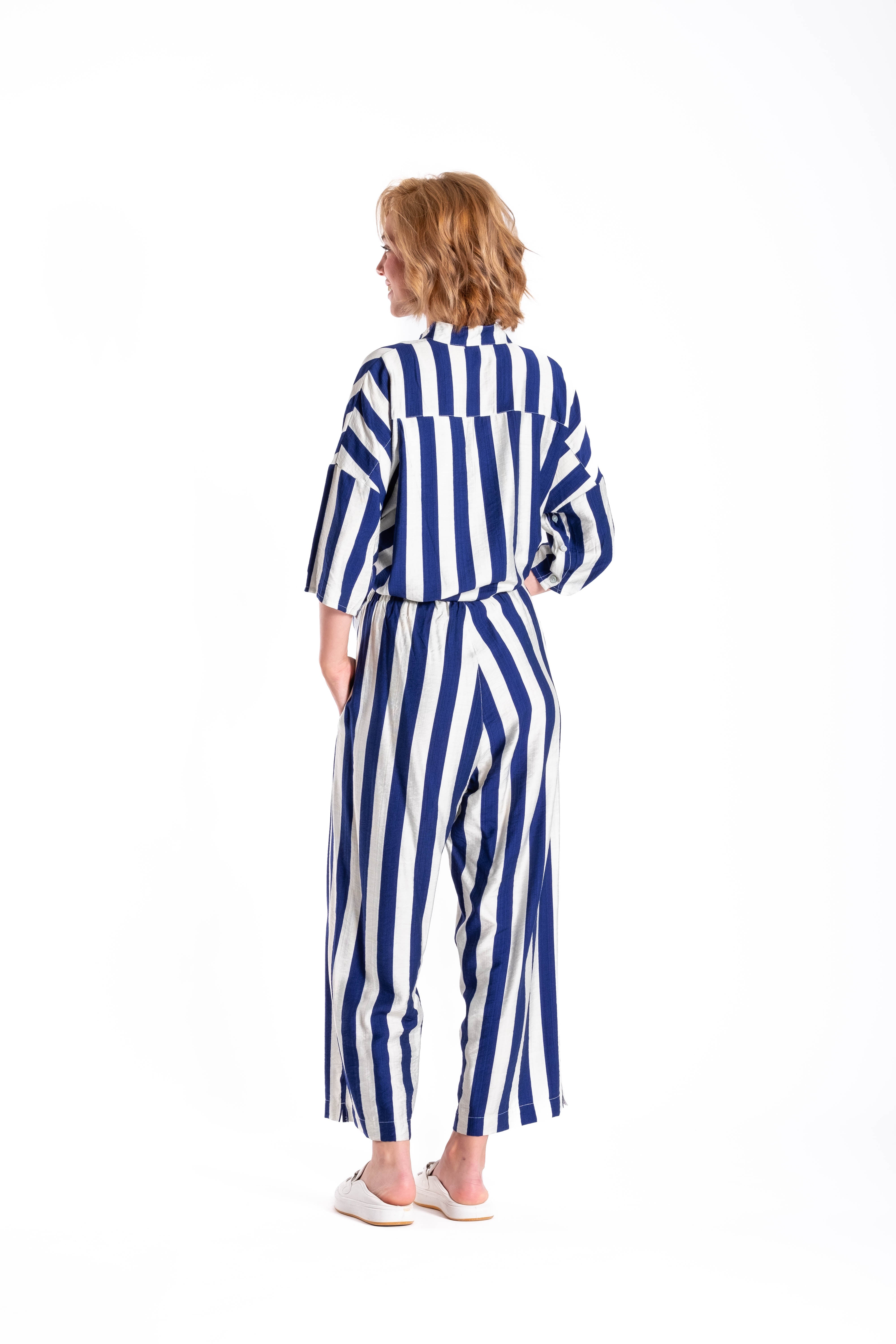 Jellicoe Wide Leg Pants Blue/White Stripe