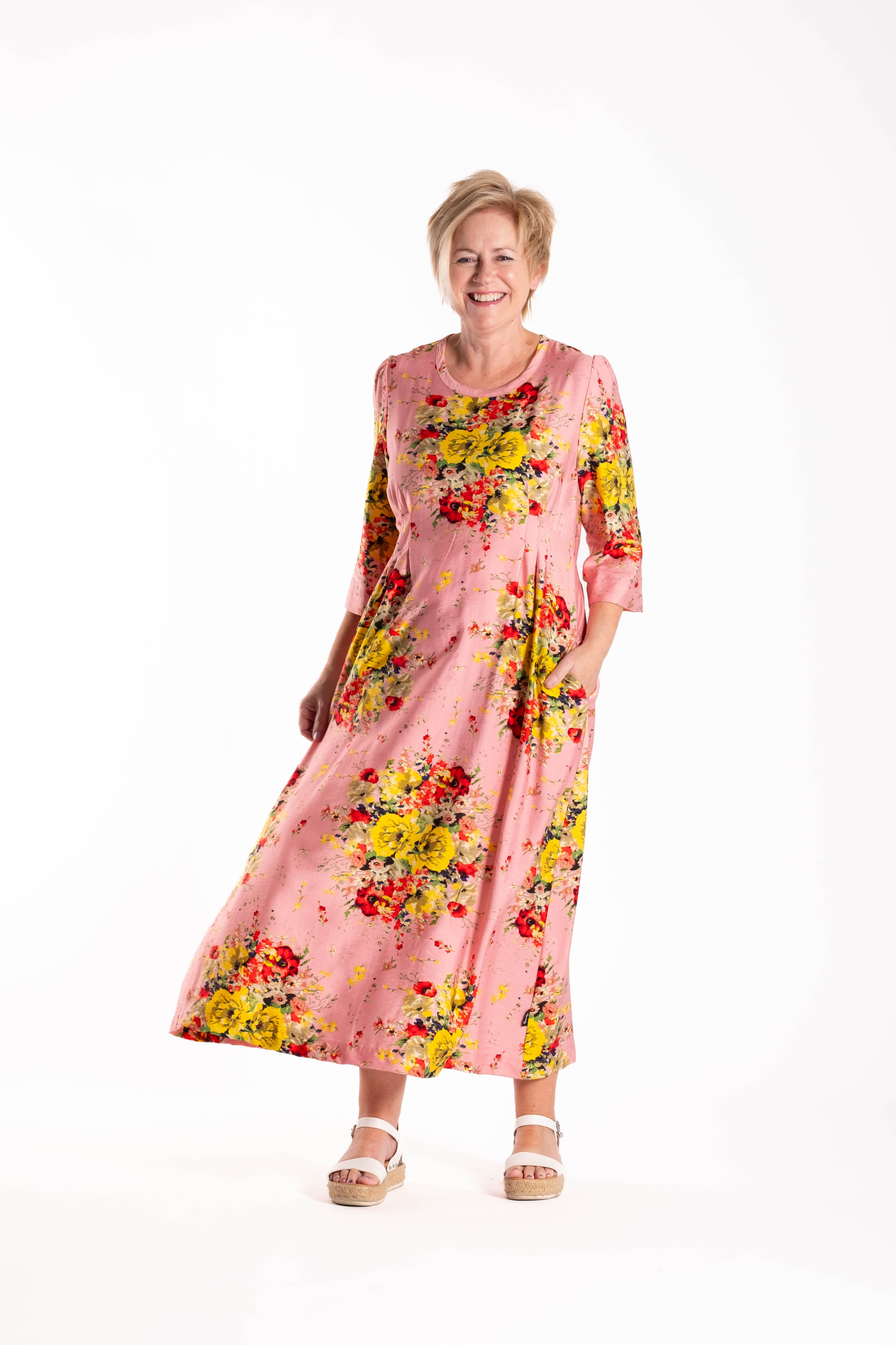 Pleated Dress Luminous Florals