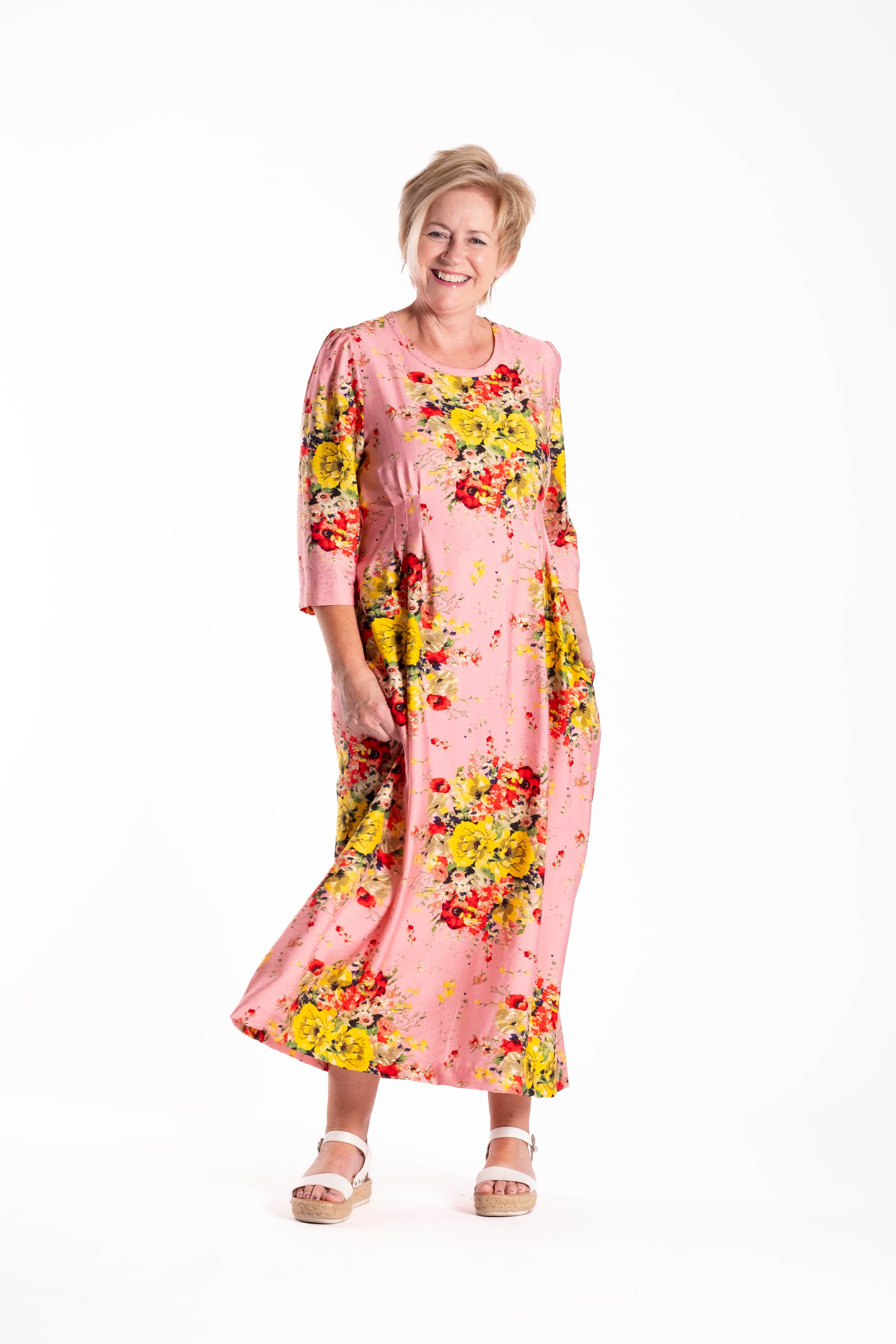 Pleated Dress Luminous Florals