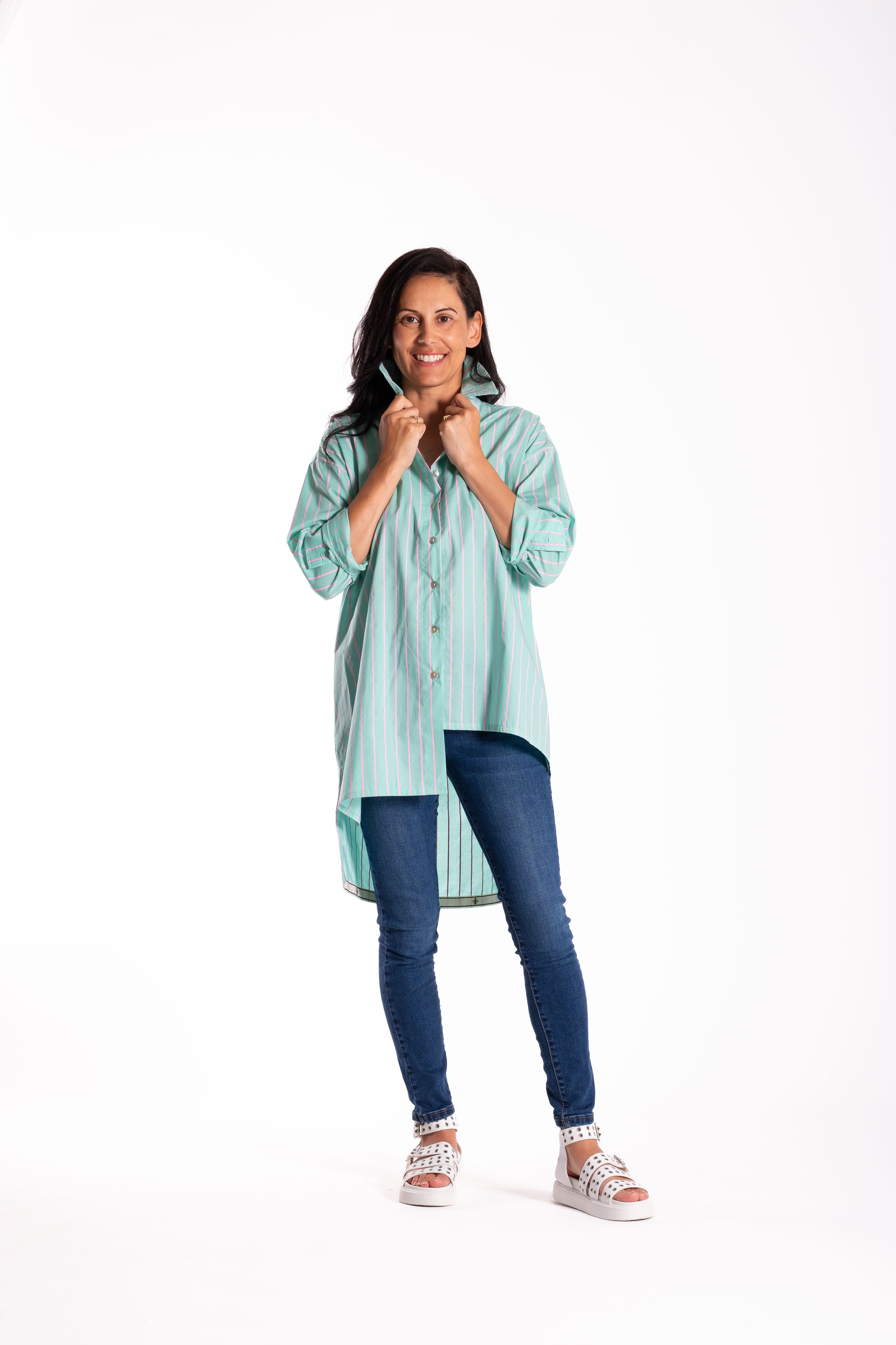Professor Shirt Mint/Pink Stripe