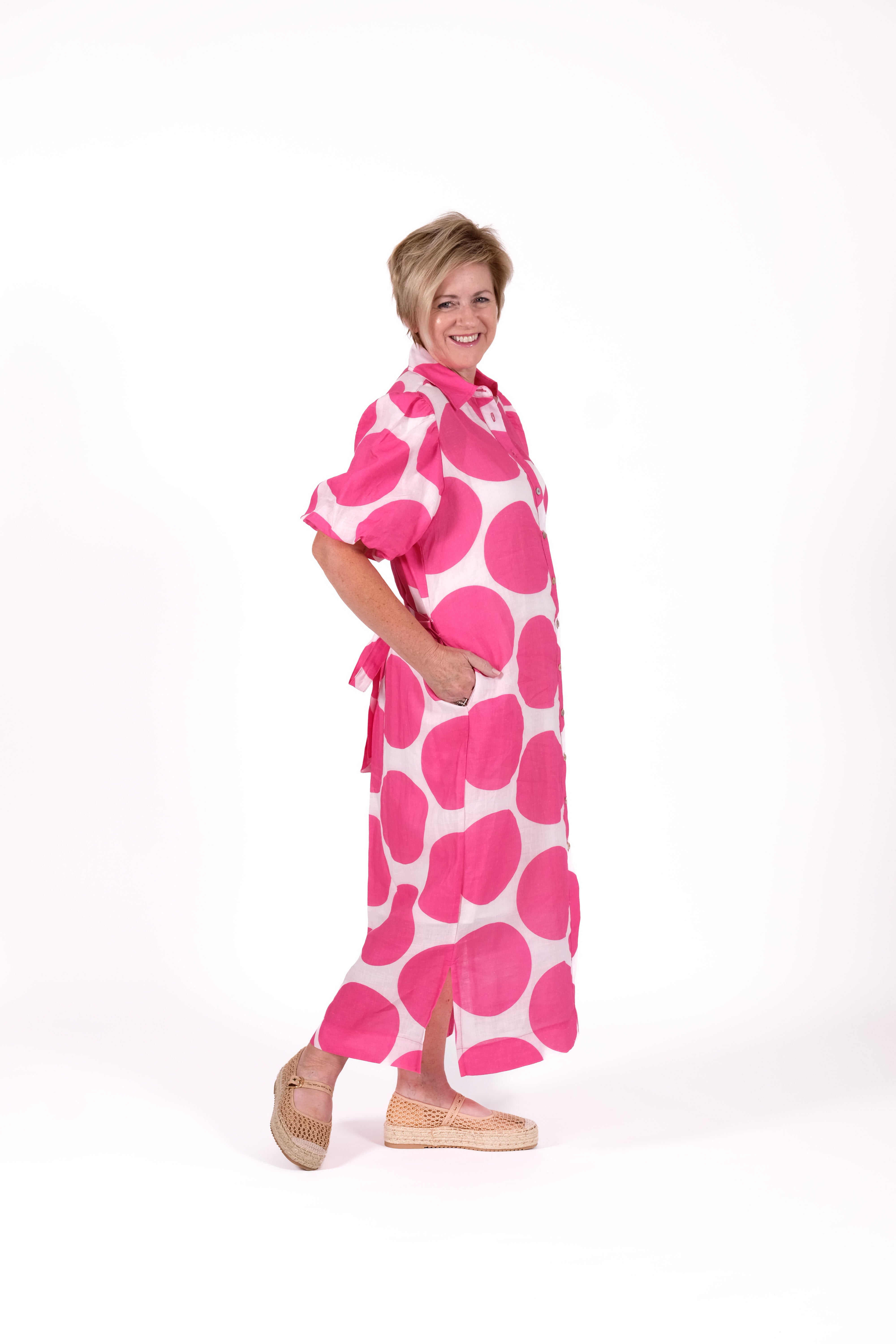 Long Shirt Dress Pink Spot