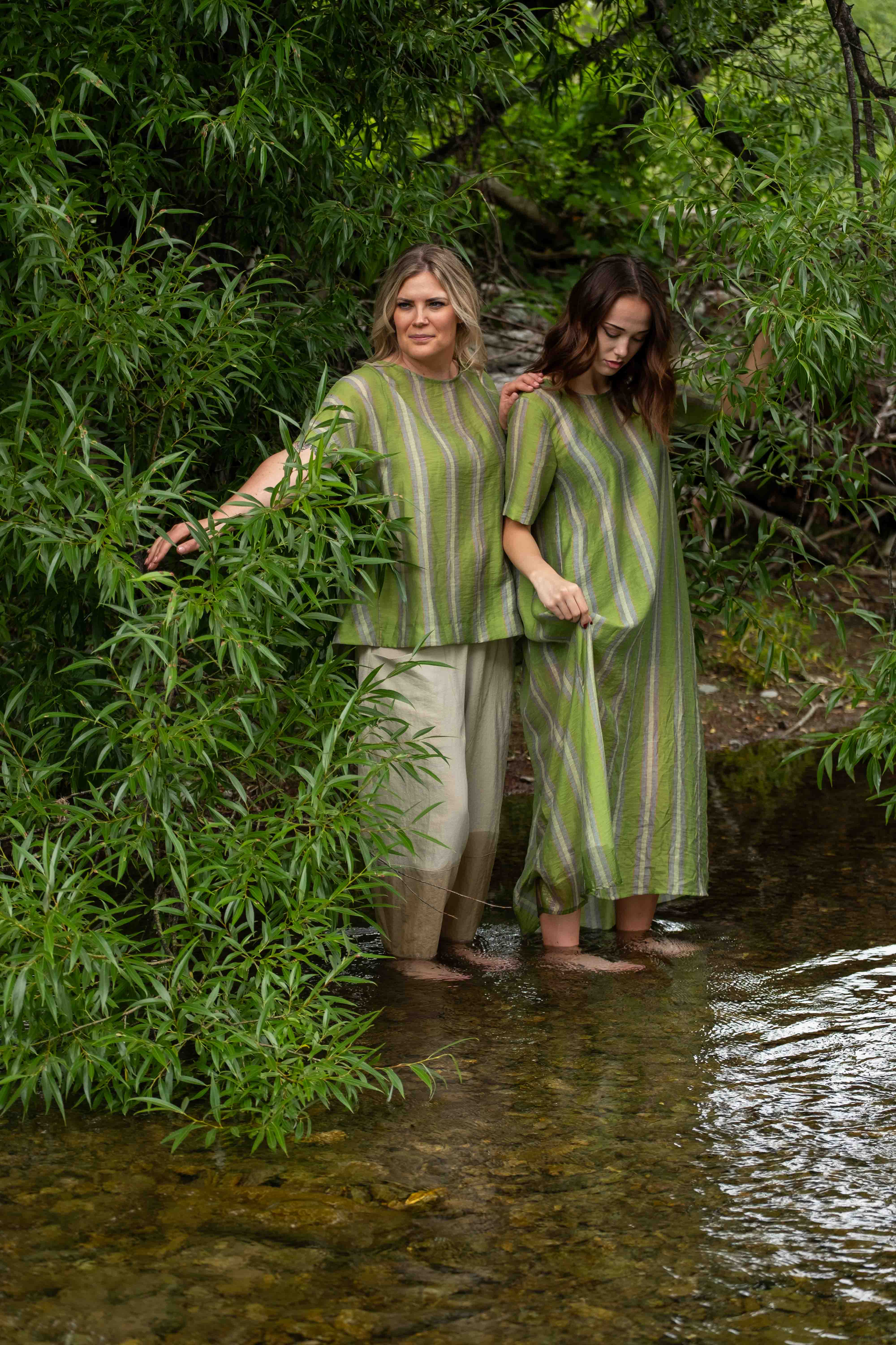 Menaka Dress Eucalyptus Stripe