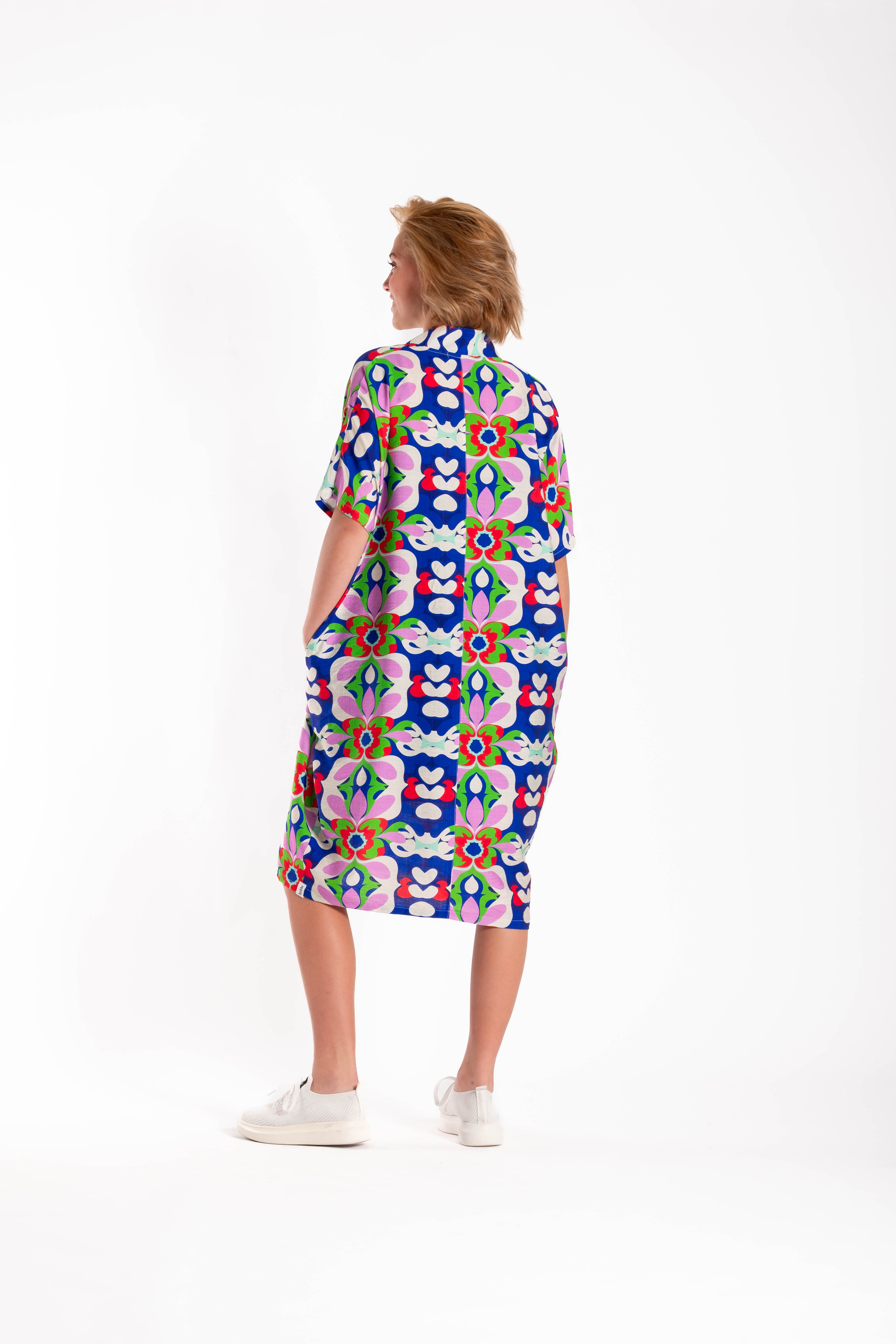 Kotua Dress Blue Retro