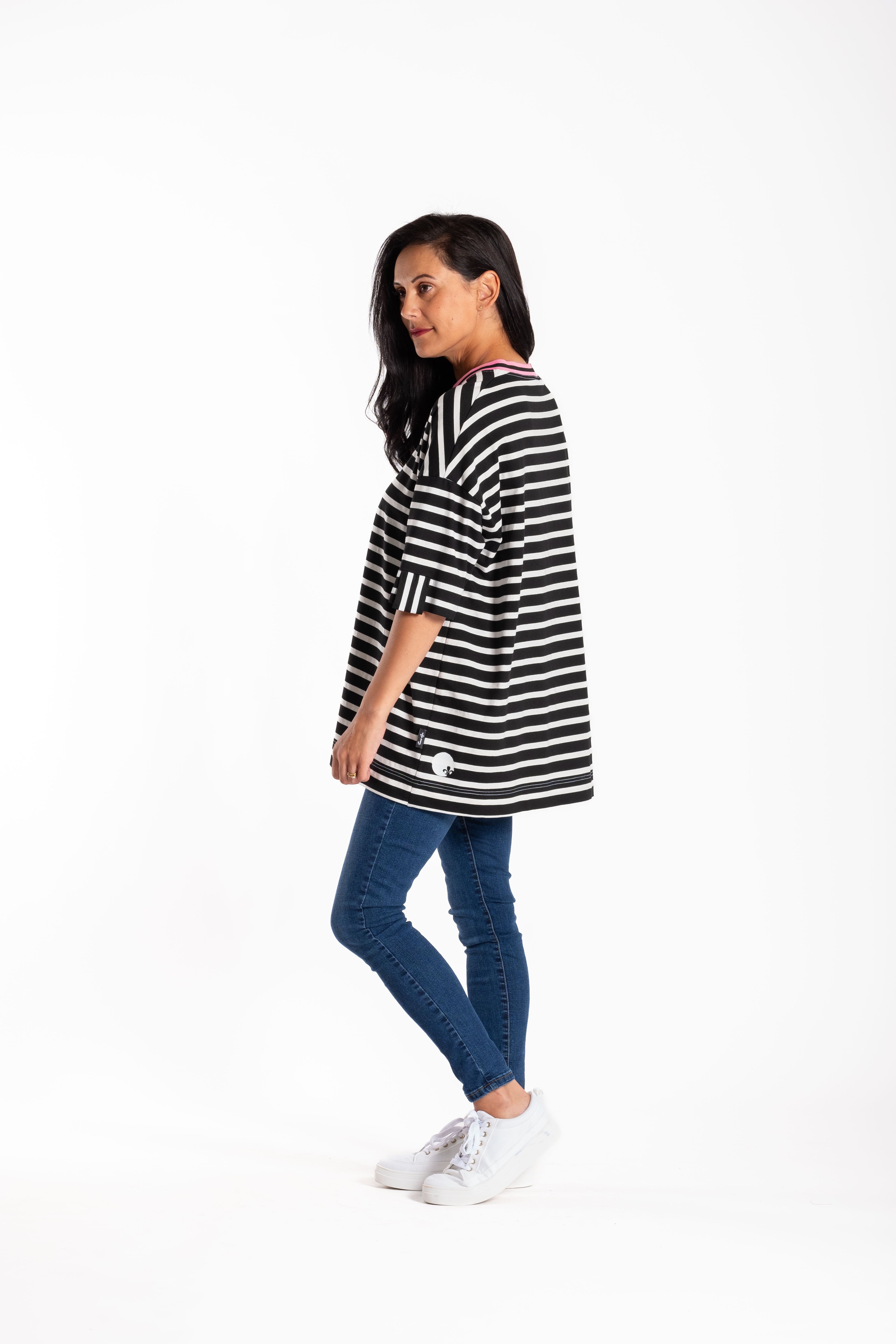 Jellicoe Box Tee Black/White Stripe