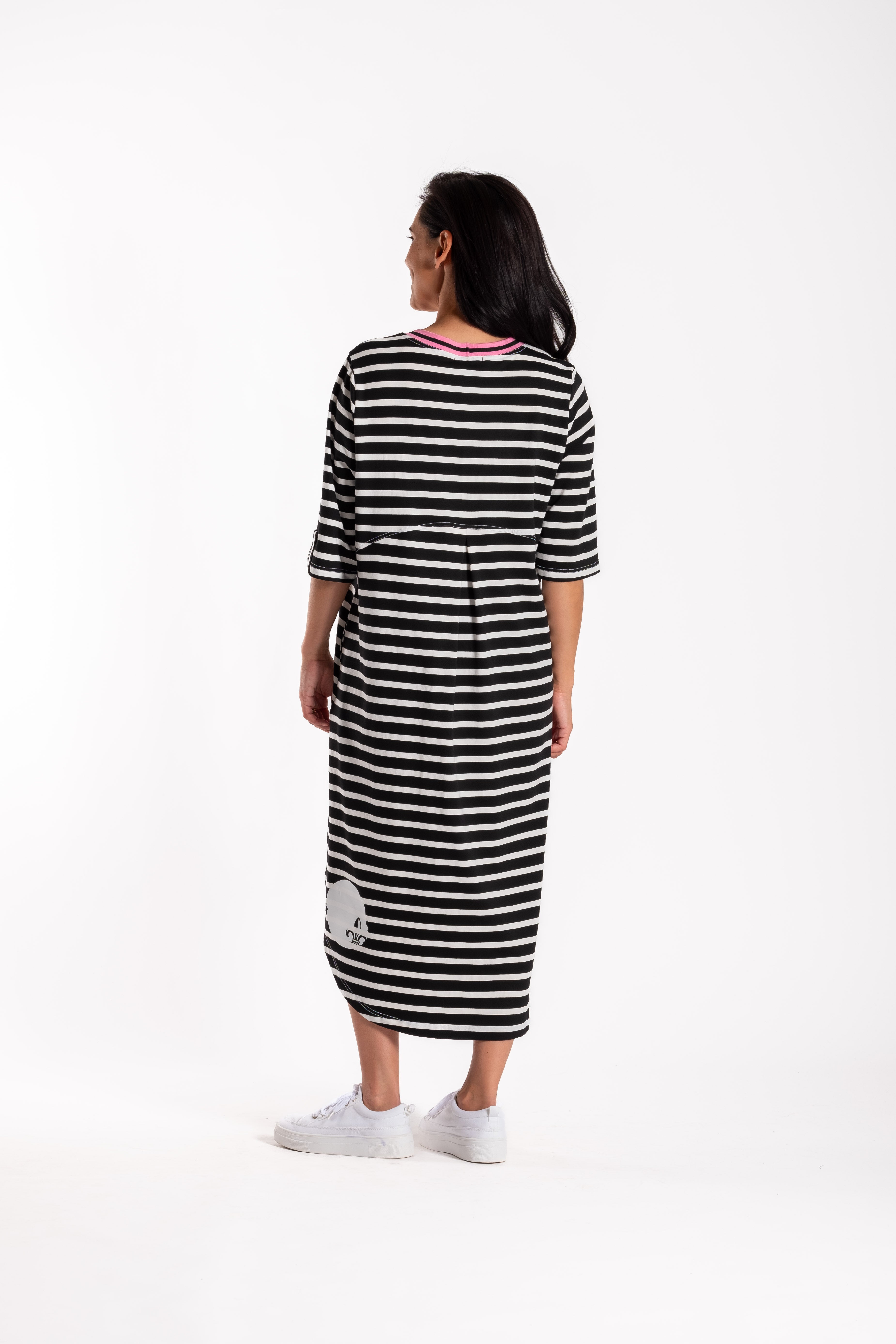 Simone Dress Black/White Stripe