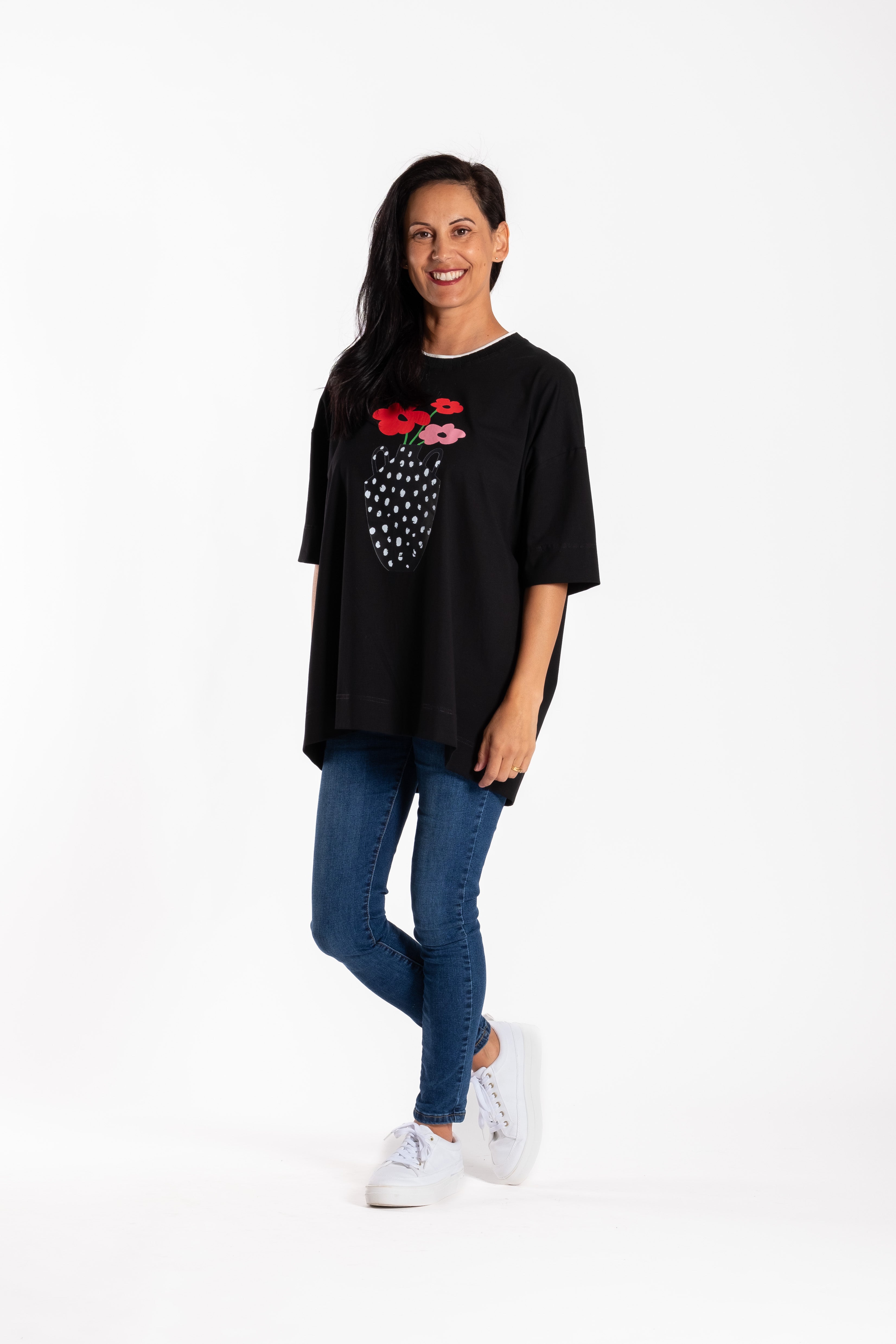 Jellicoe Box Tee Black Flower Pot
