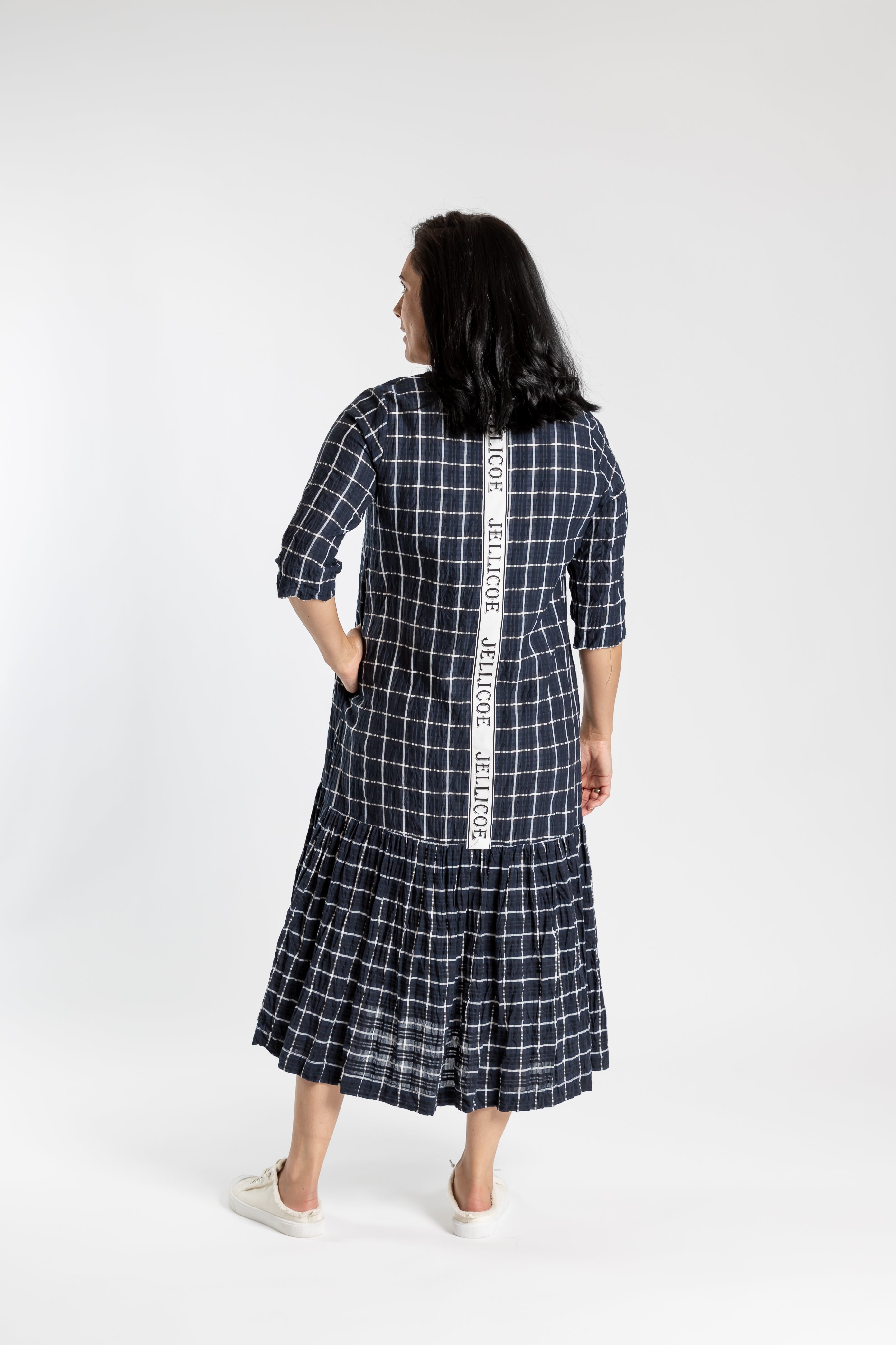 Ready to Roll Dress Navy Chq