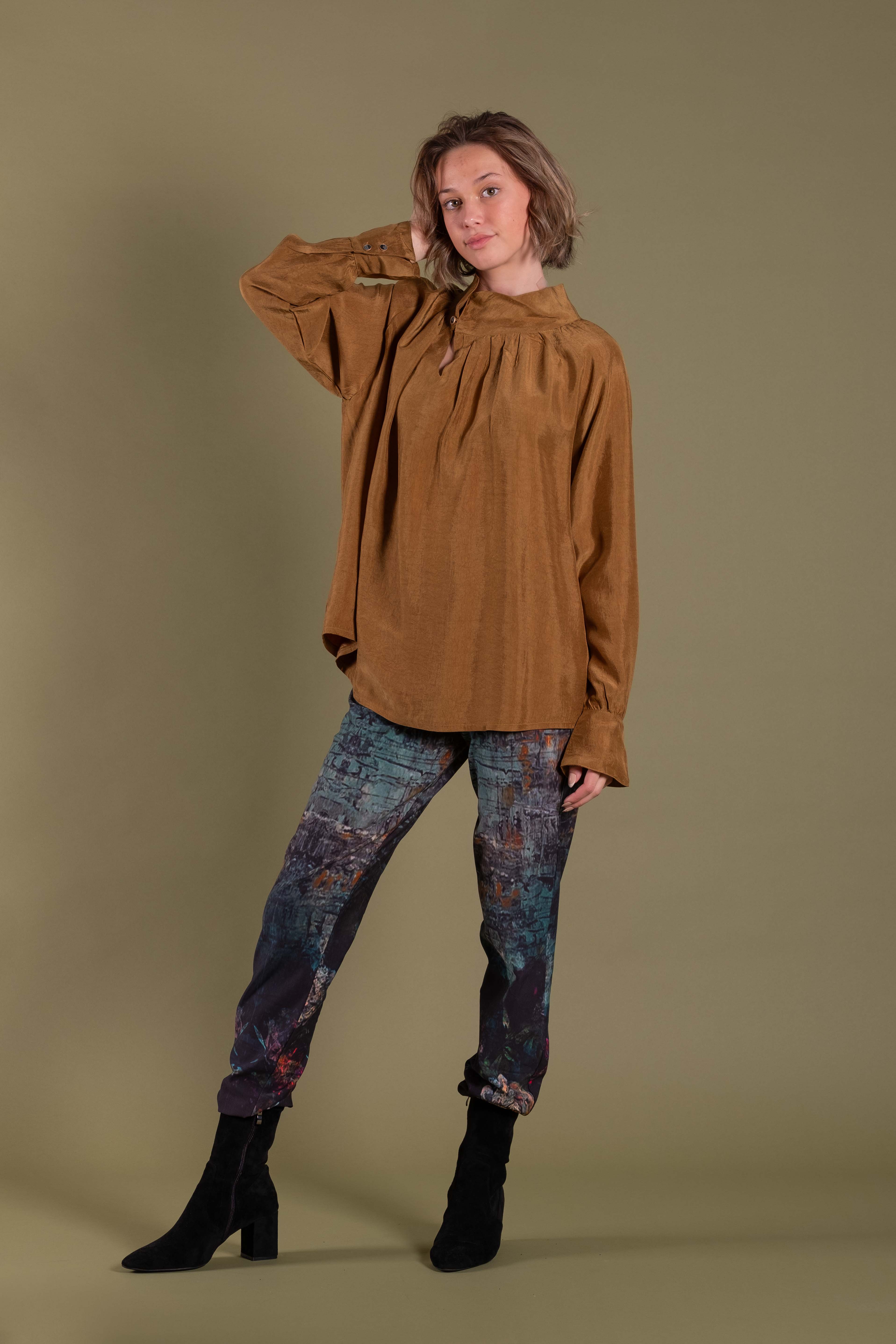 High Neck Blouse Gold
