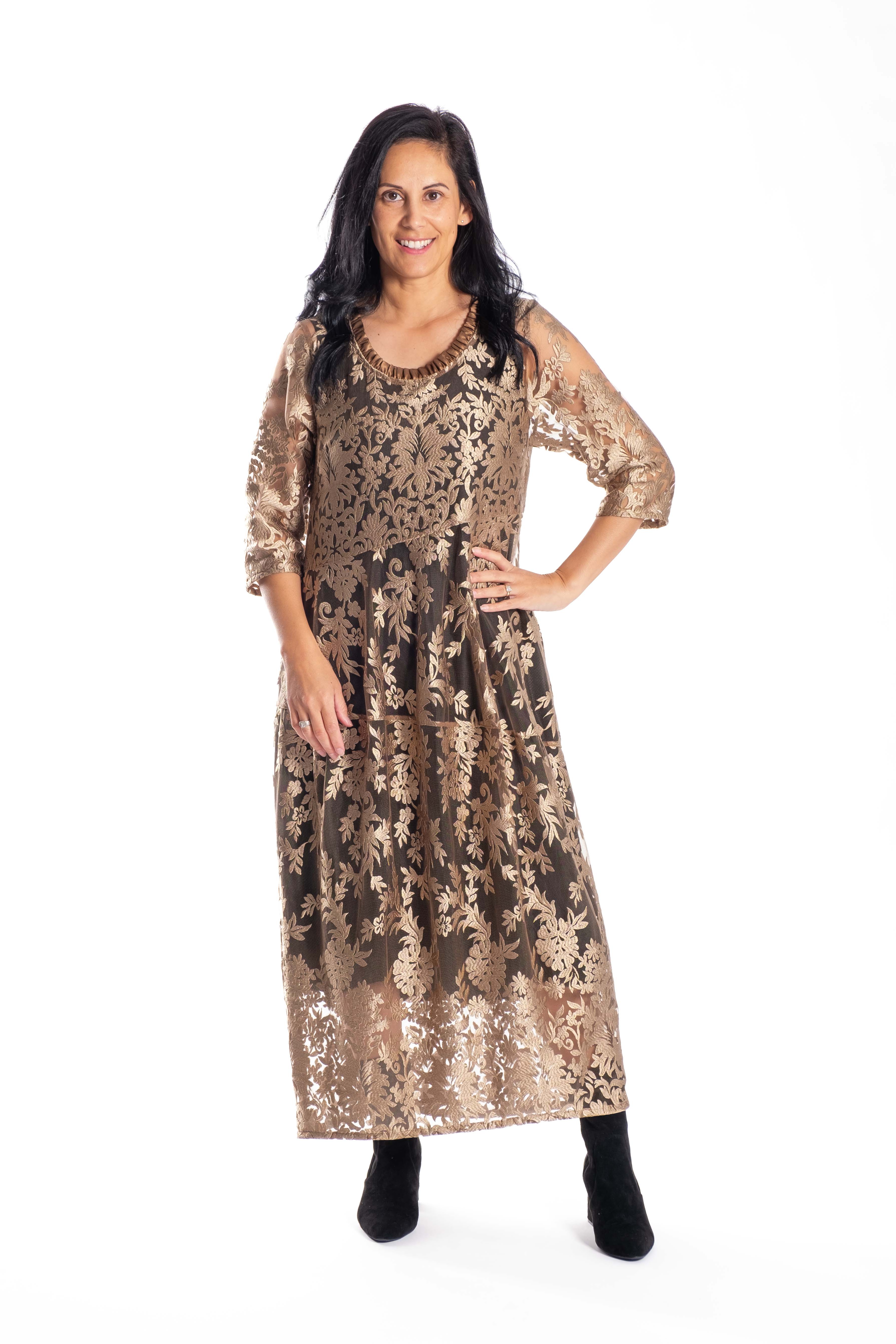 Chelsie Dress Gold Lace