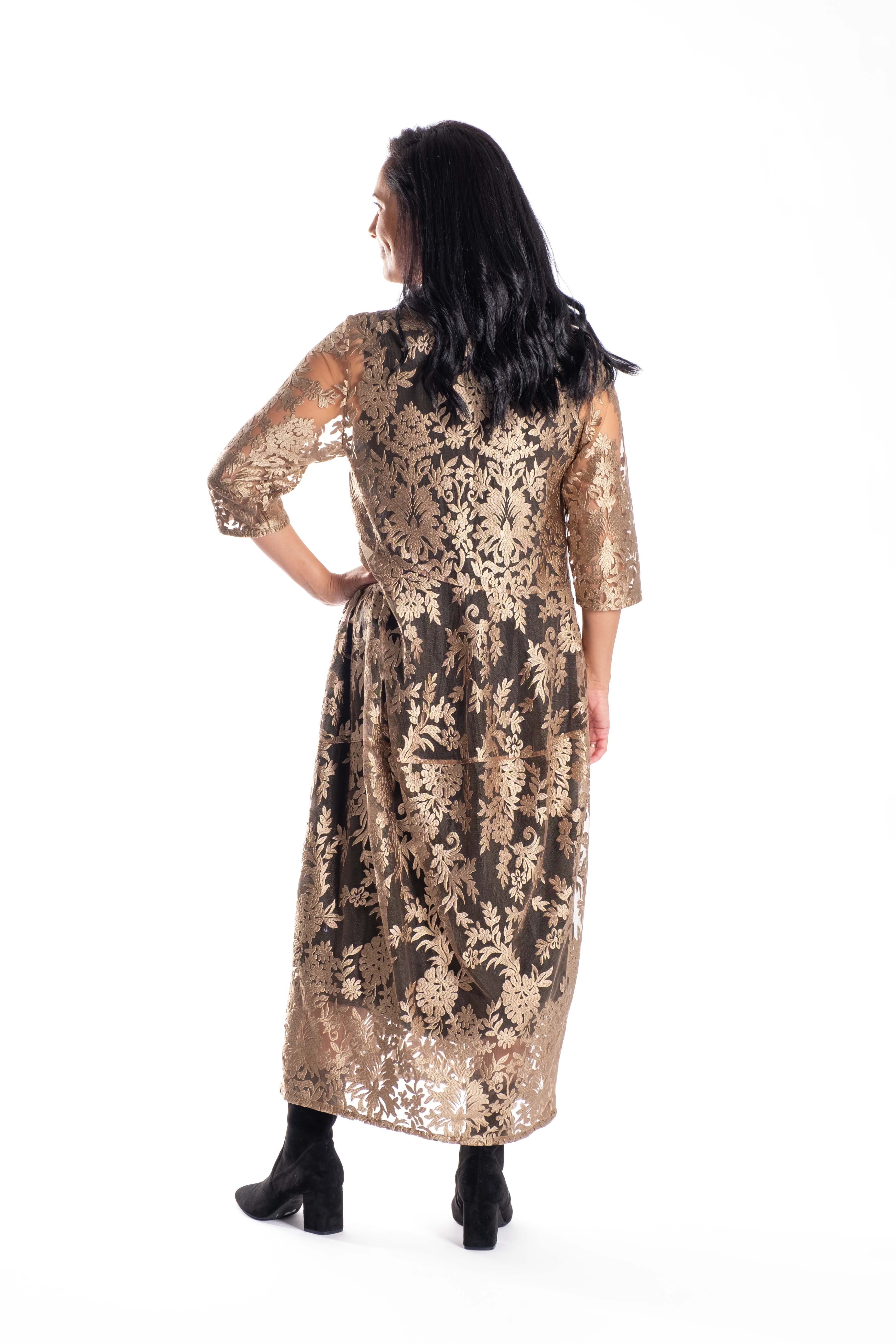 Chelsie Dress Gold Lace