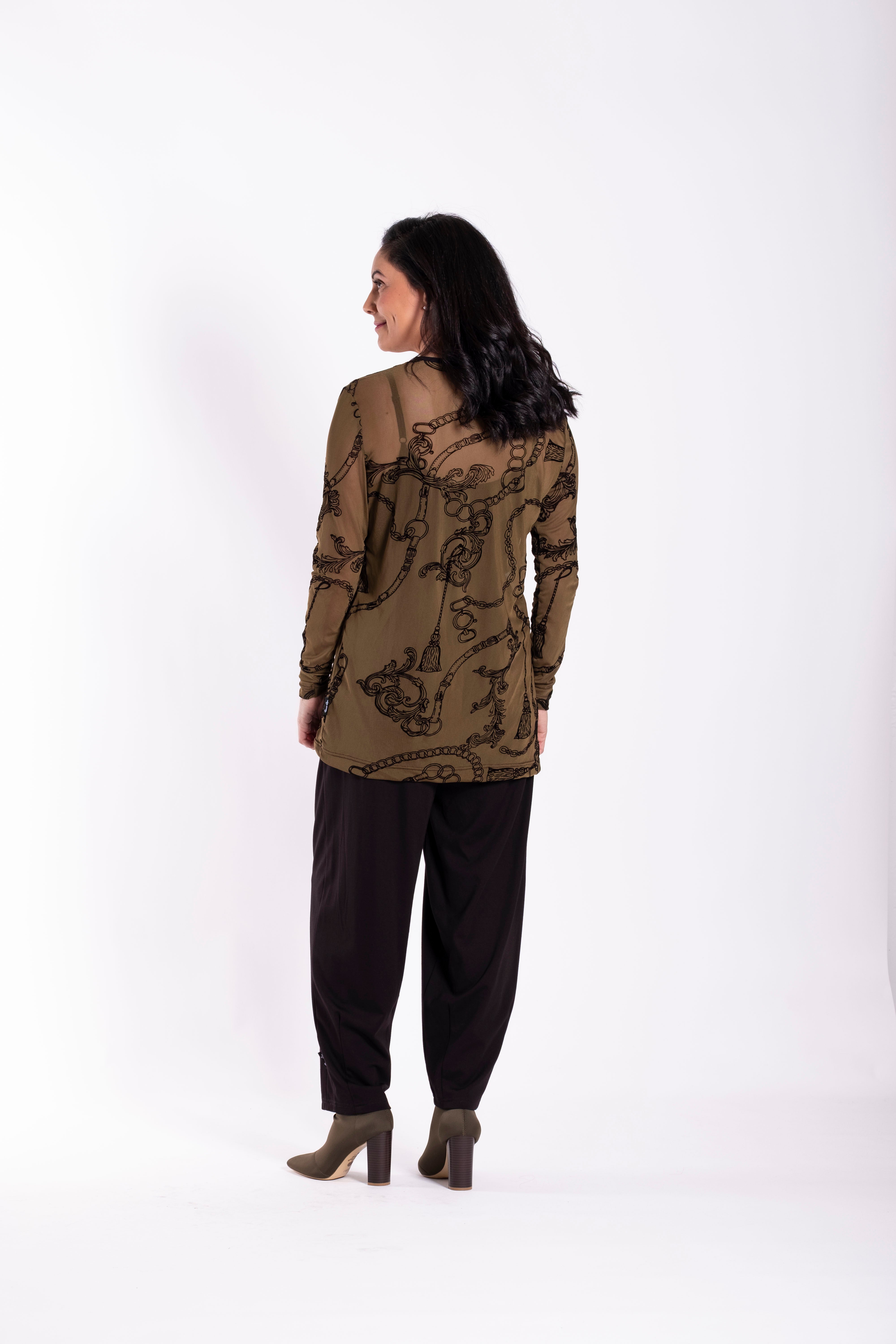 Non-Turtle Top Tassles & Chains Olive
