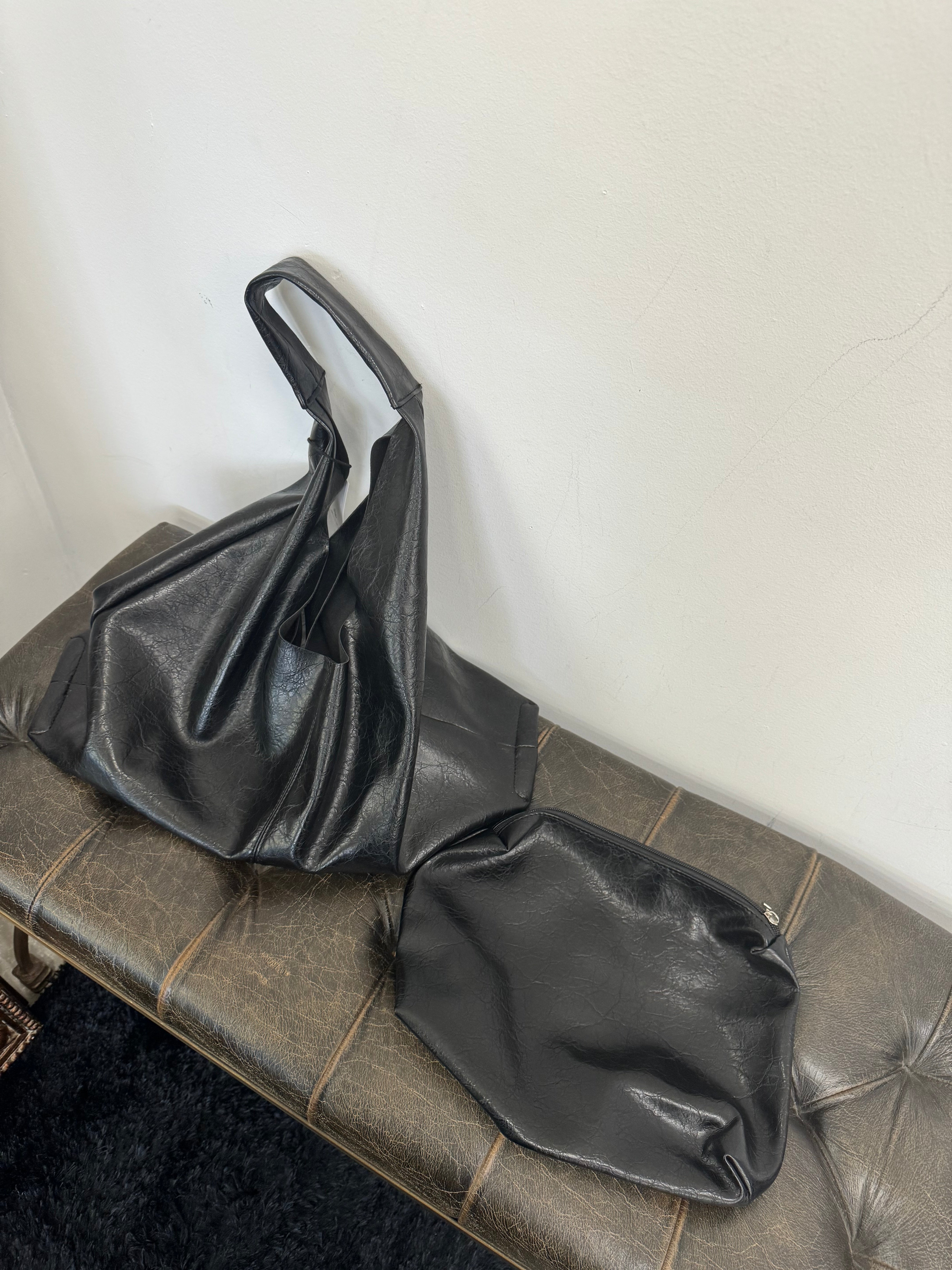 Black Marble Texture Handbag