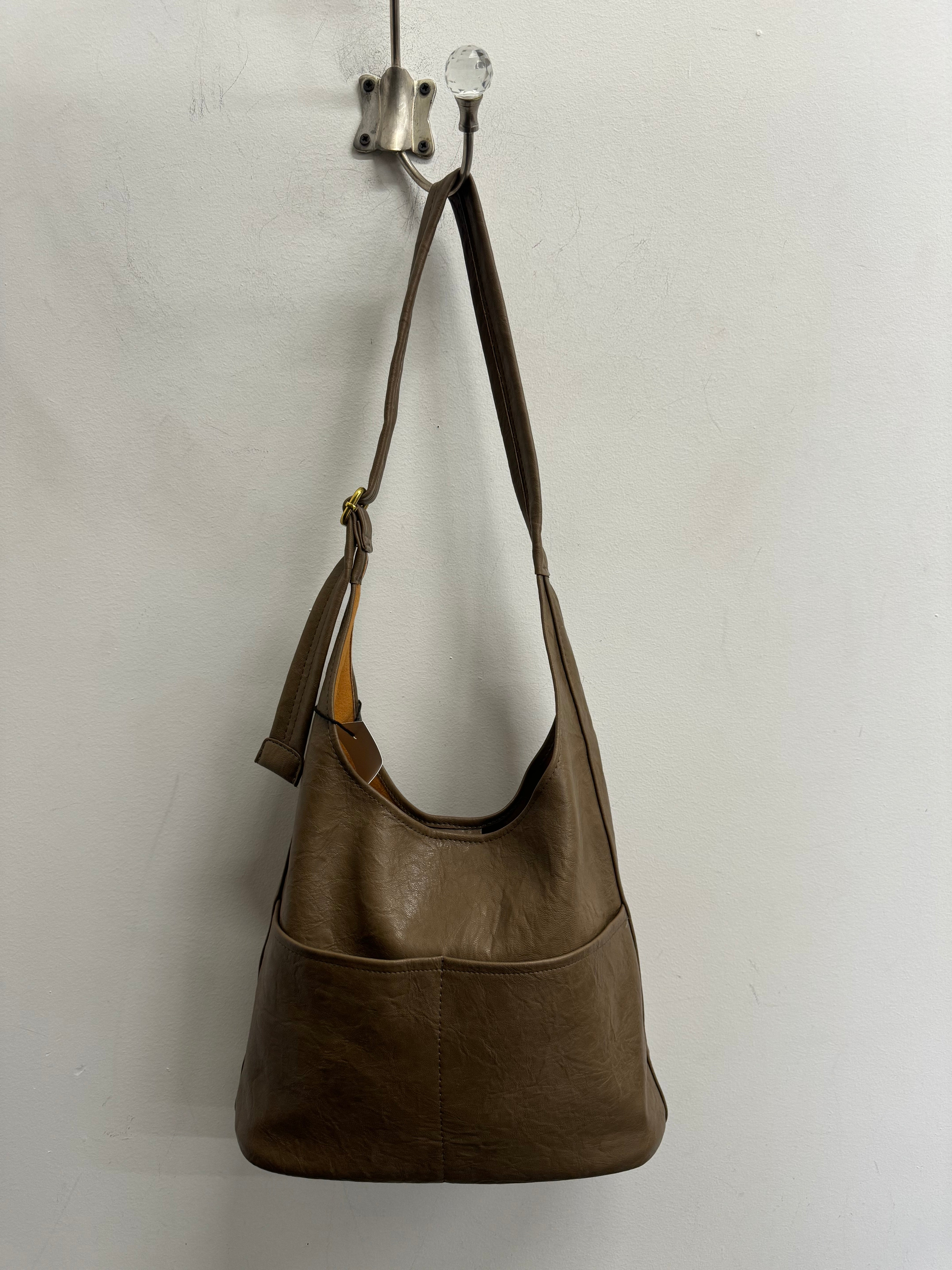 Tan Bag with Pocket Detail