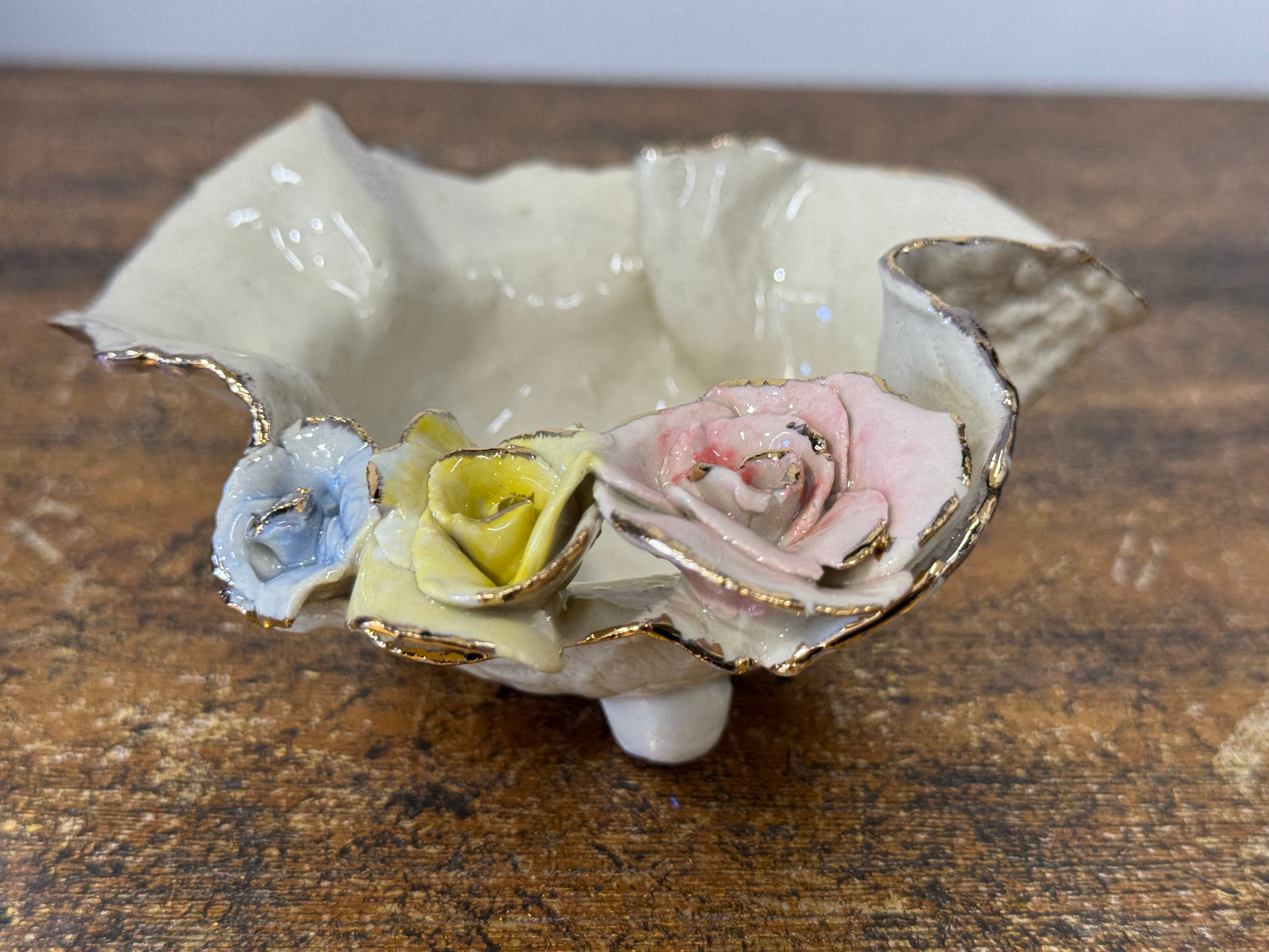 Ring Bowl Pink, Yellow and Blue Rose