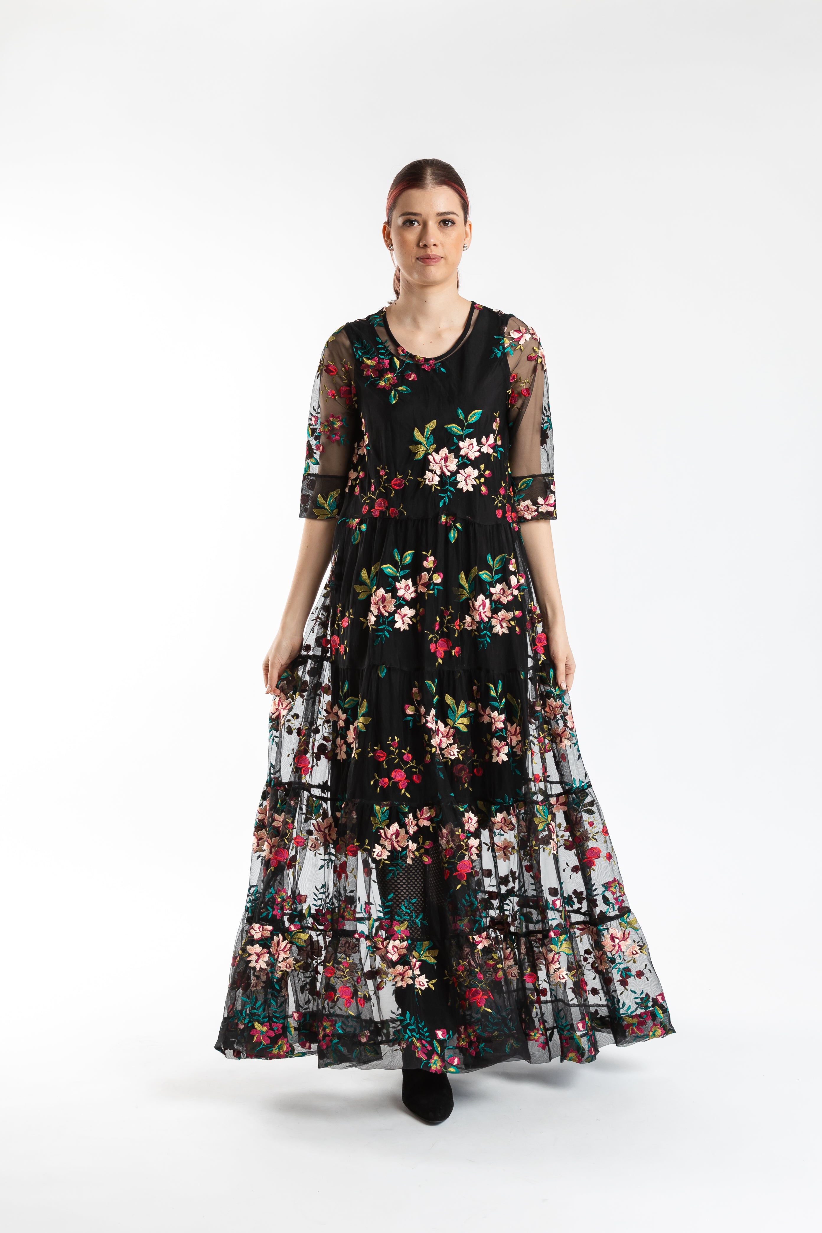 4 Tiered Dress Black Lace