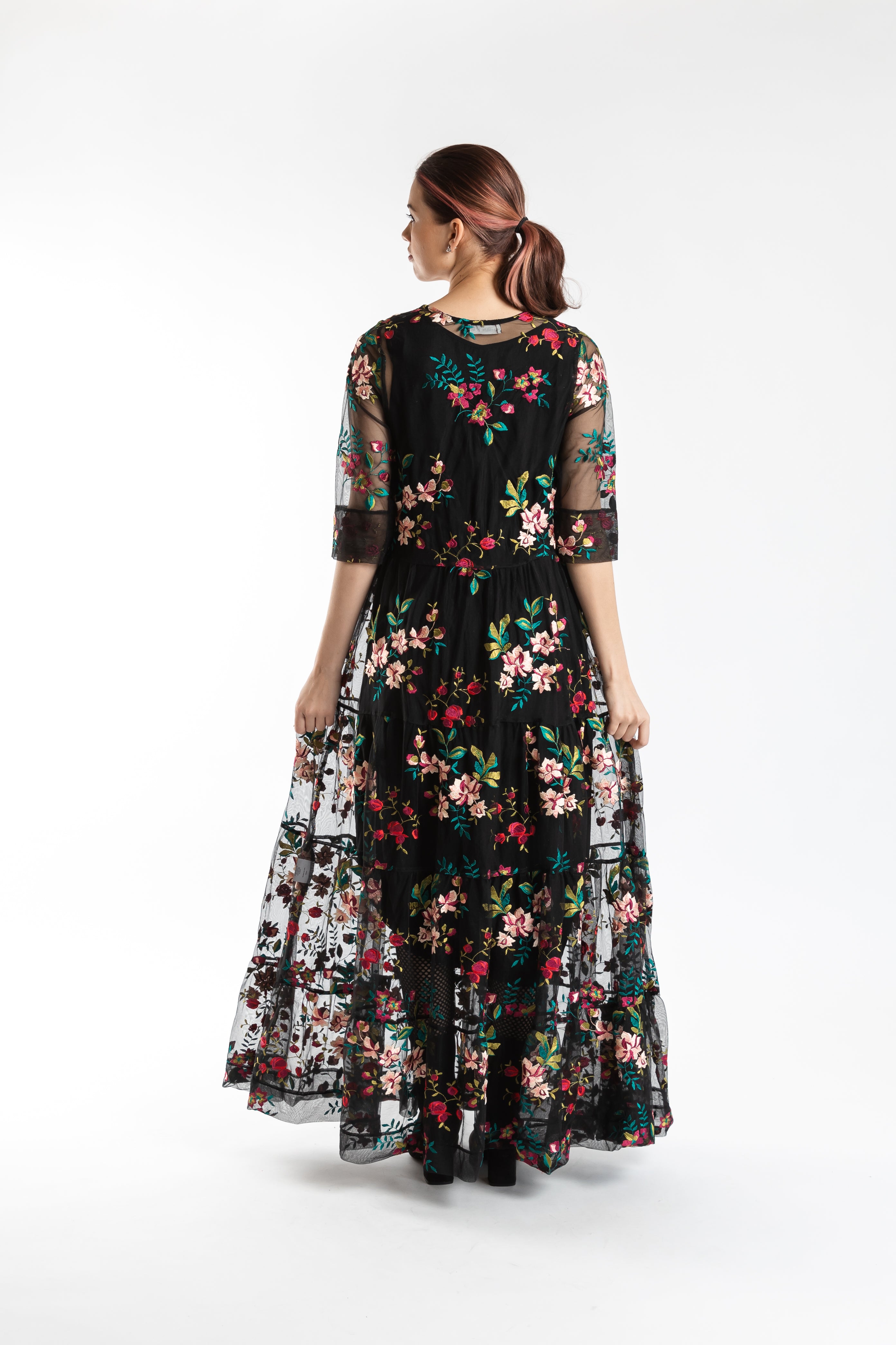 4 Tiered Dress Black Lace