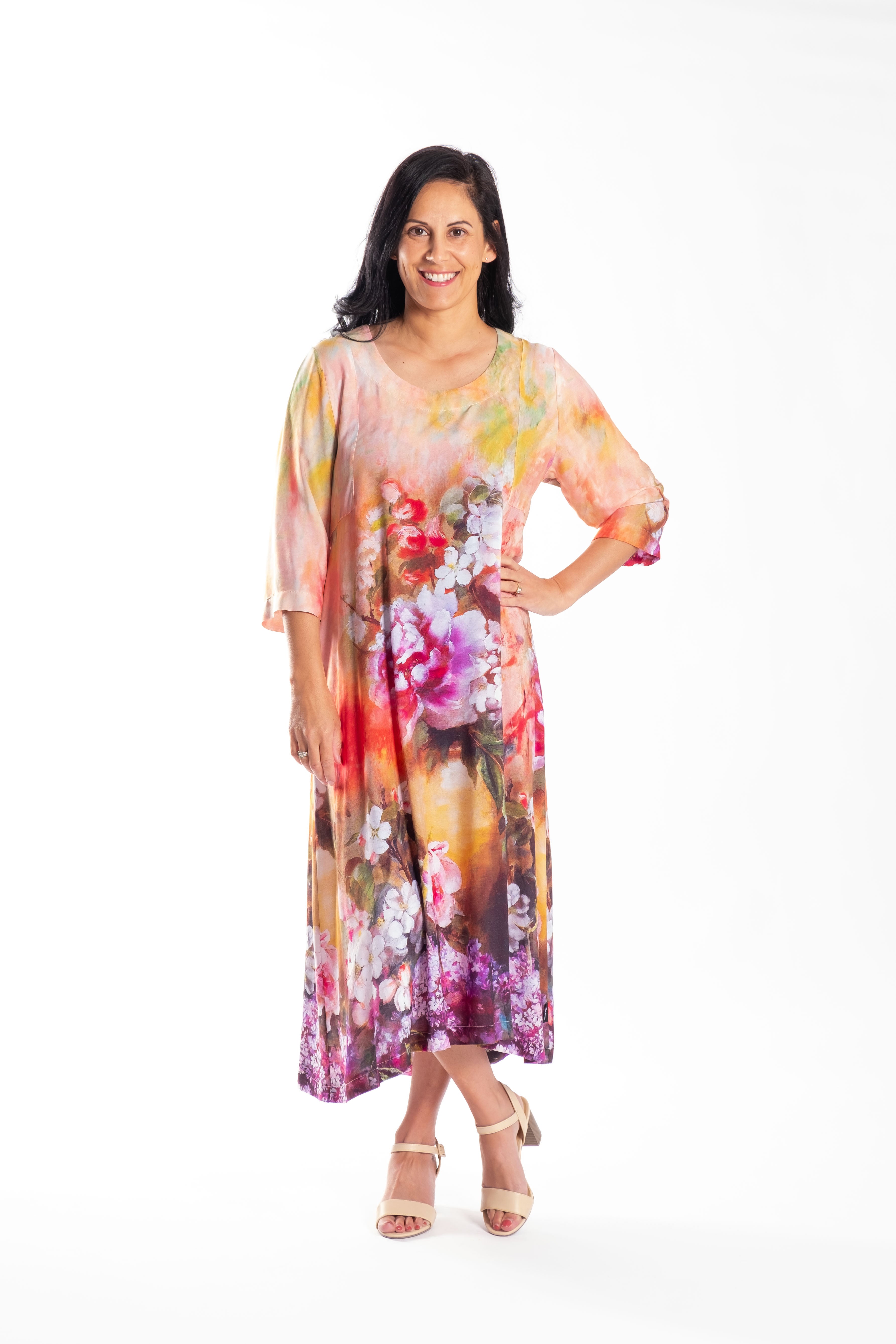 Fleur Dress Apricot Floral