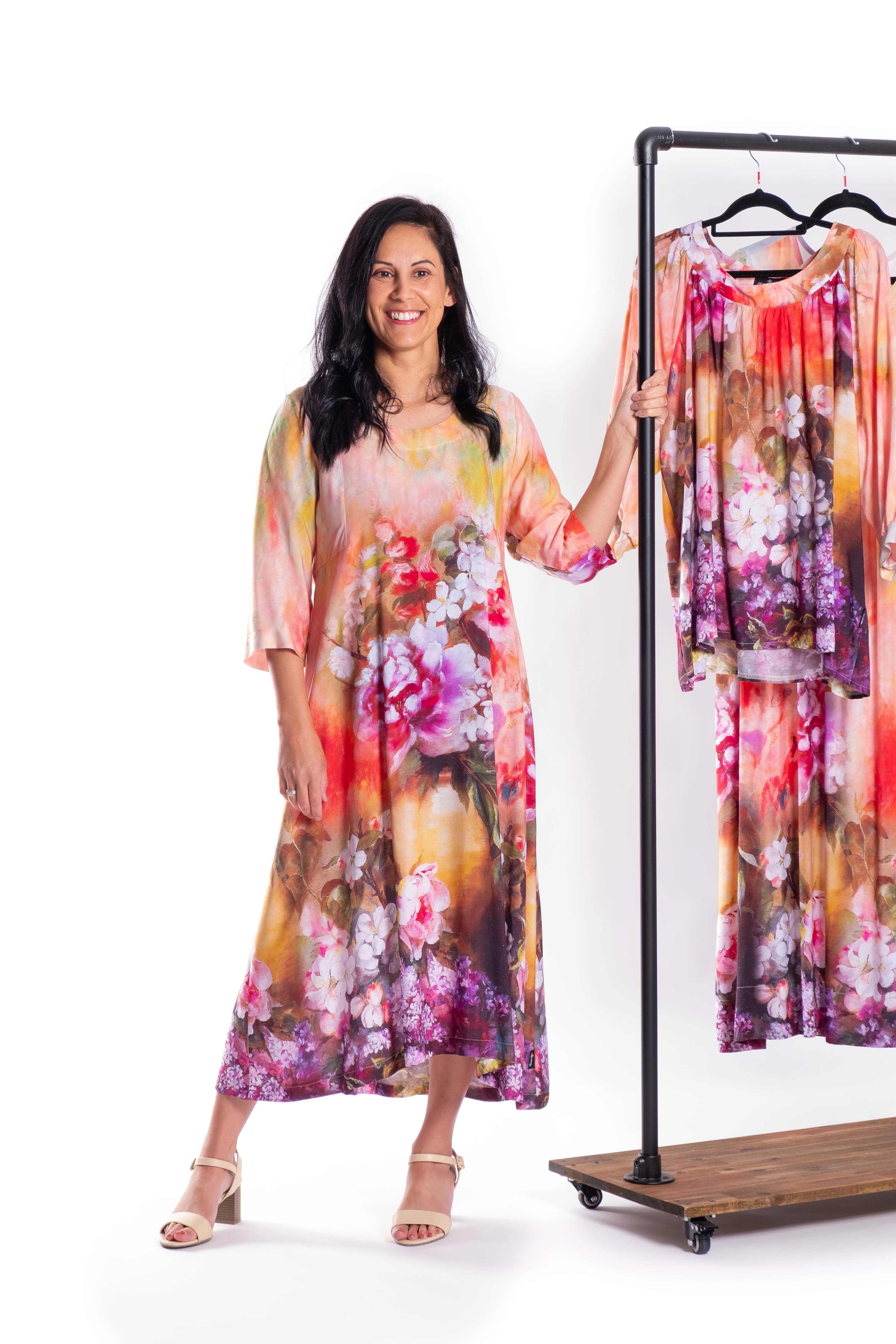 Fleur Dress Apricot Floral