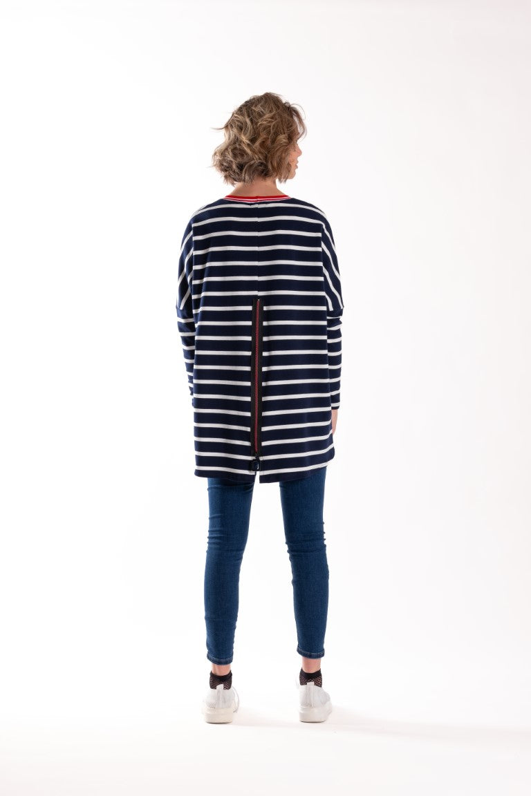 Relaxed Top Navy Stripe
