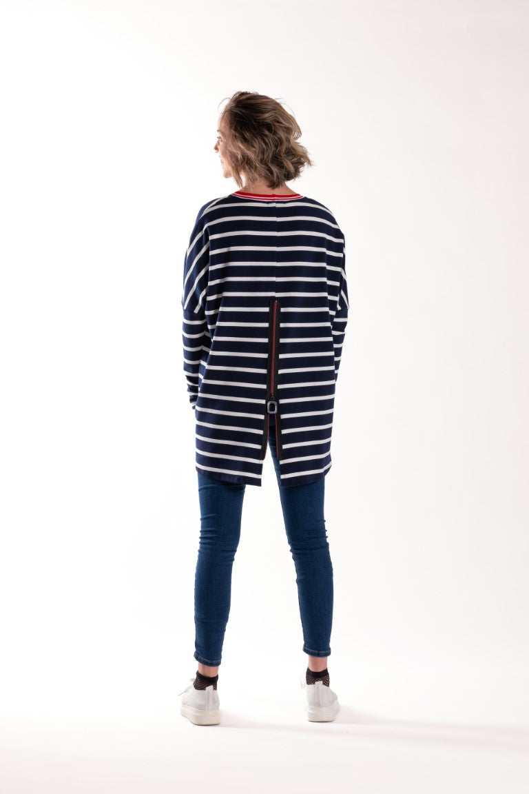 Relaxed Top Navy Stripe
