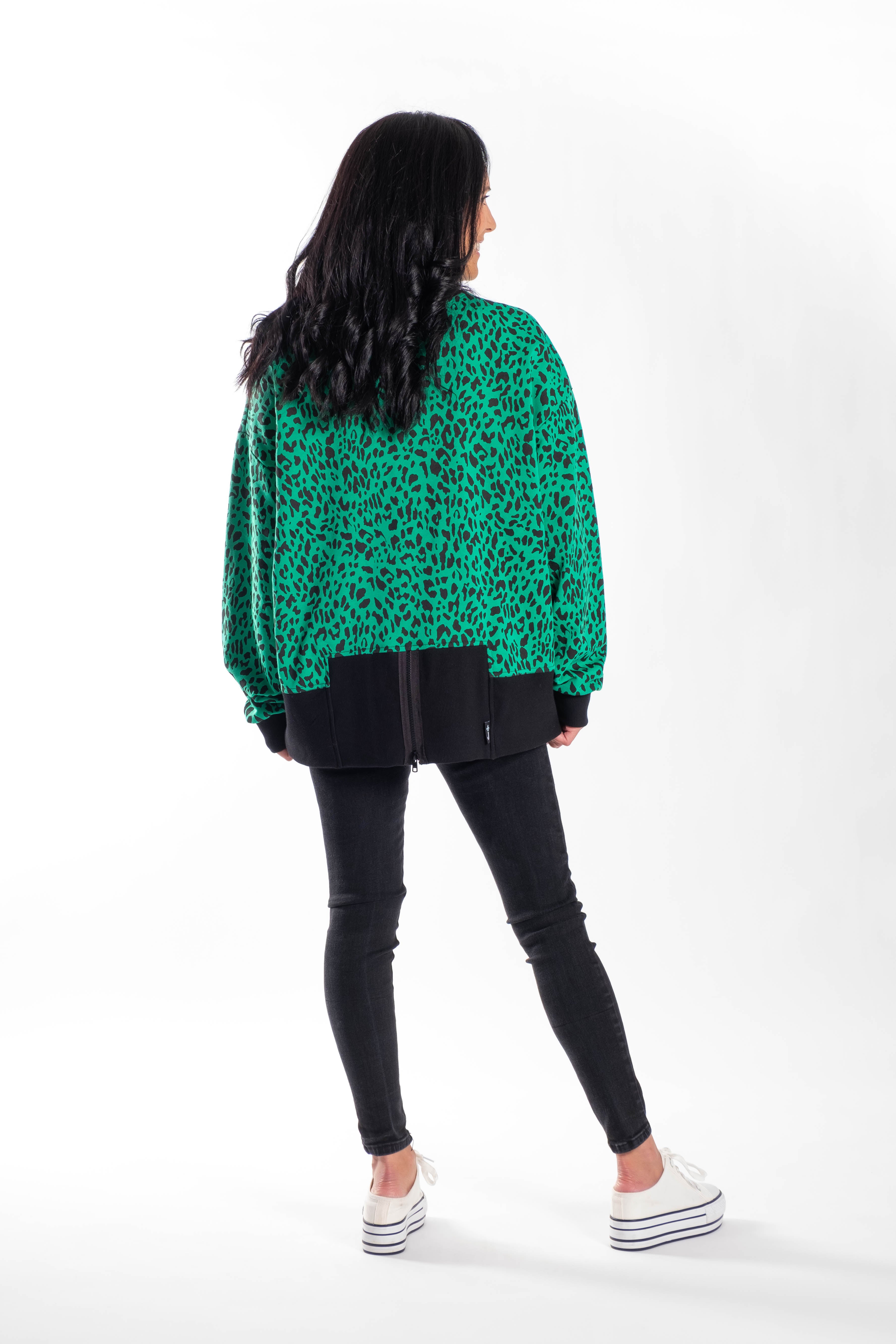 Bella Sweatshirt Green Leopard