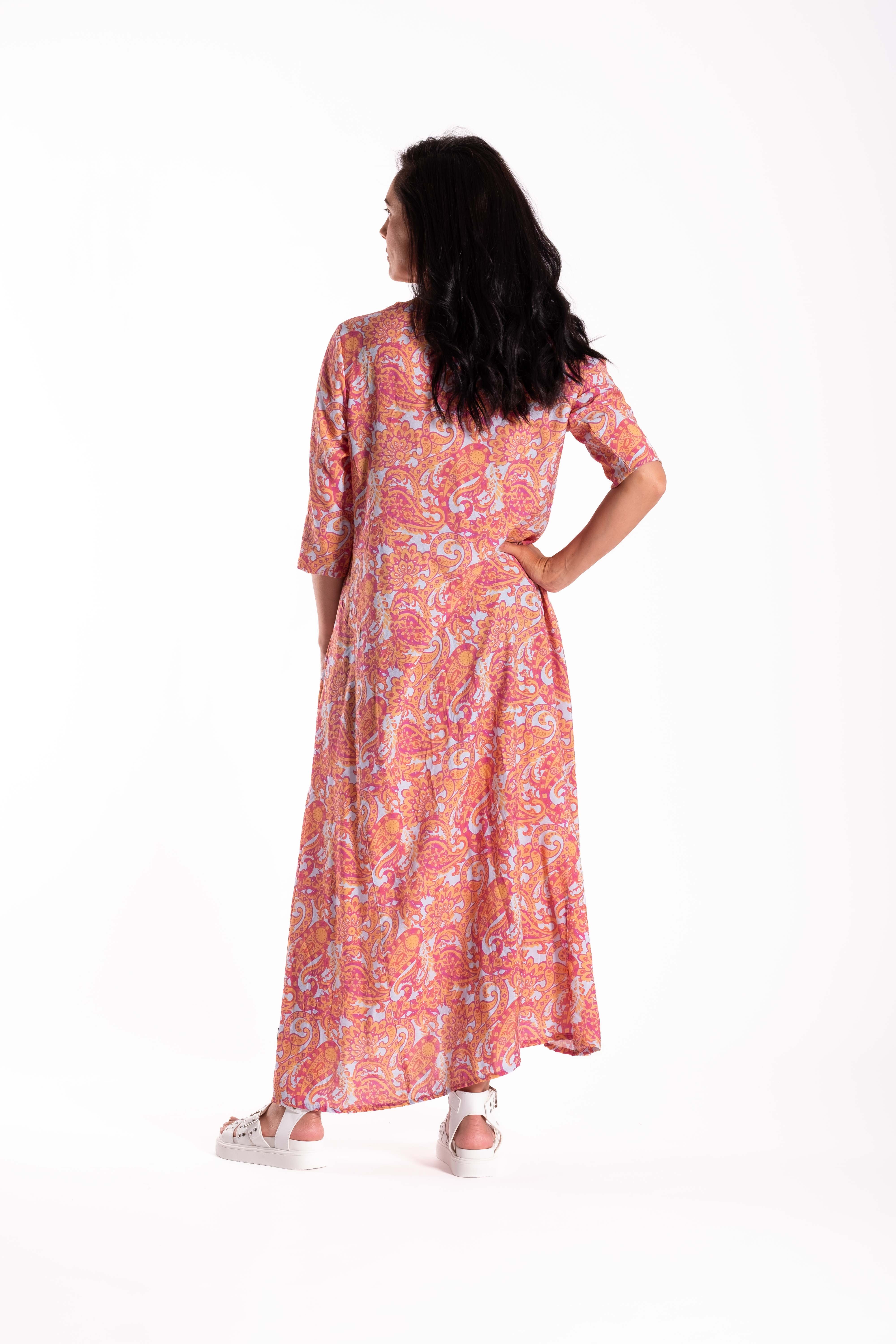 Willow Dress Orange/Pink Paisley