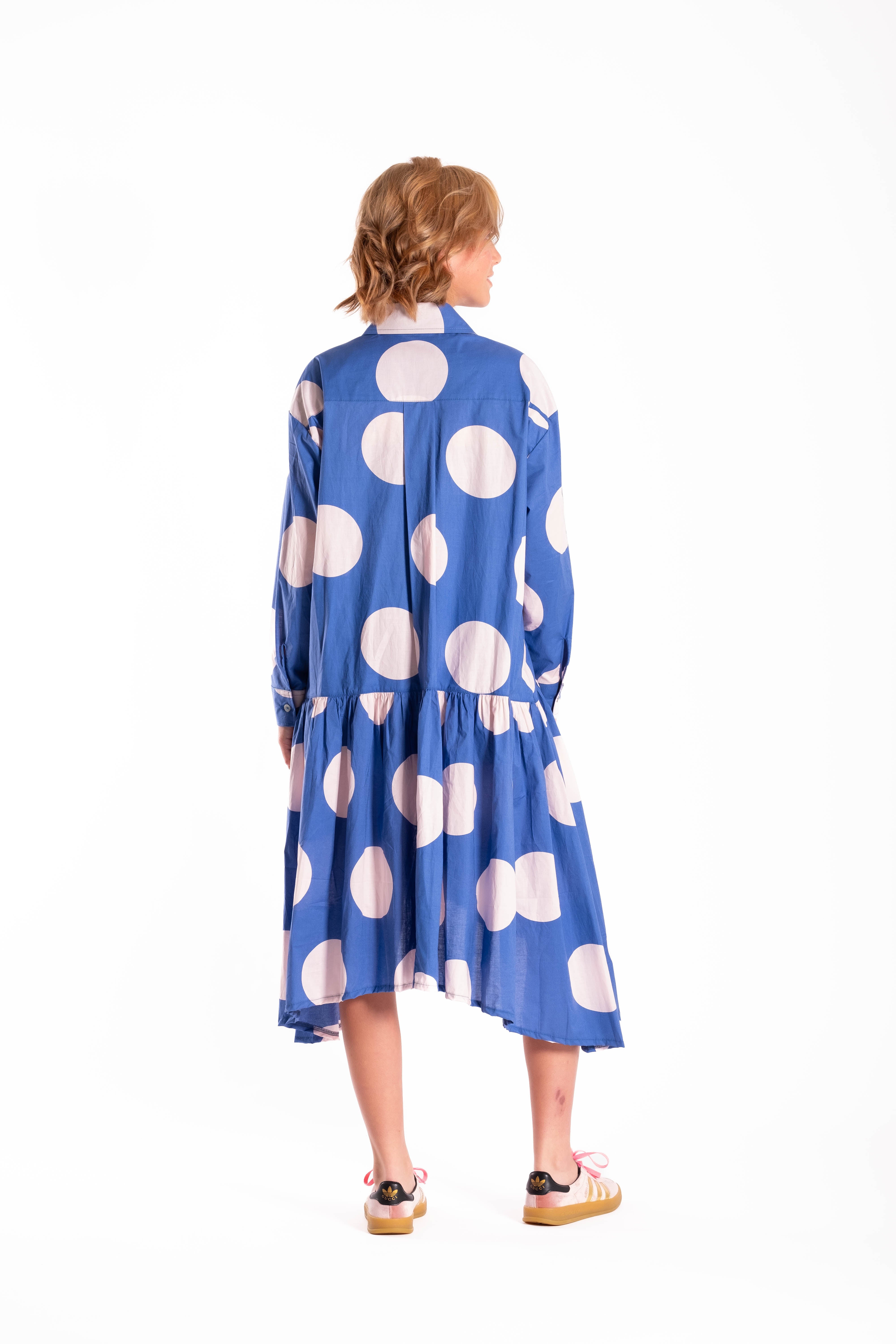 Empire Shirt Dress Blue/Pink Spot