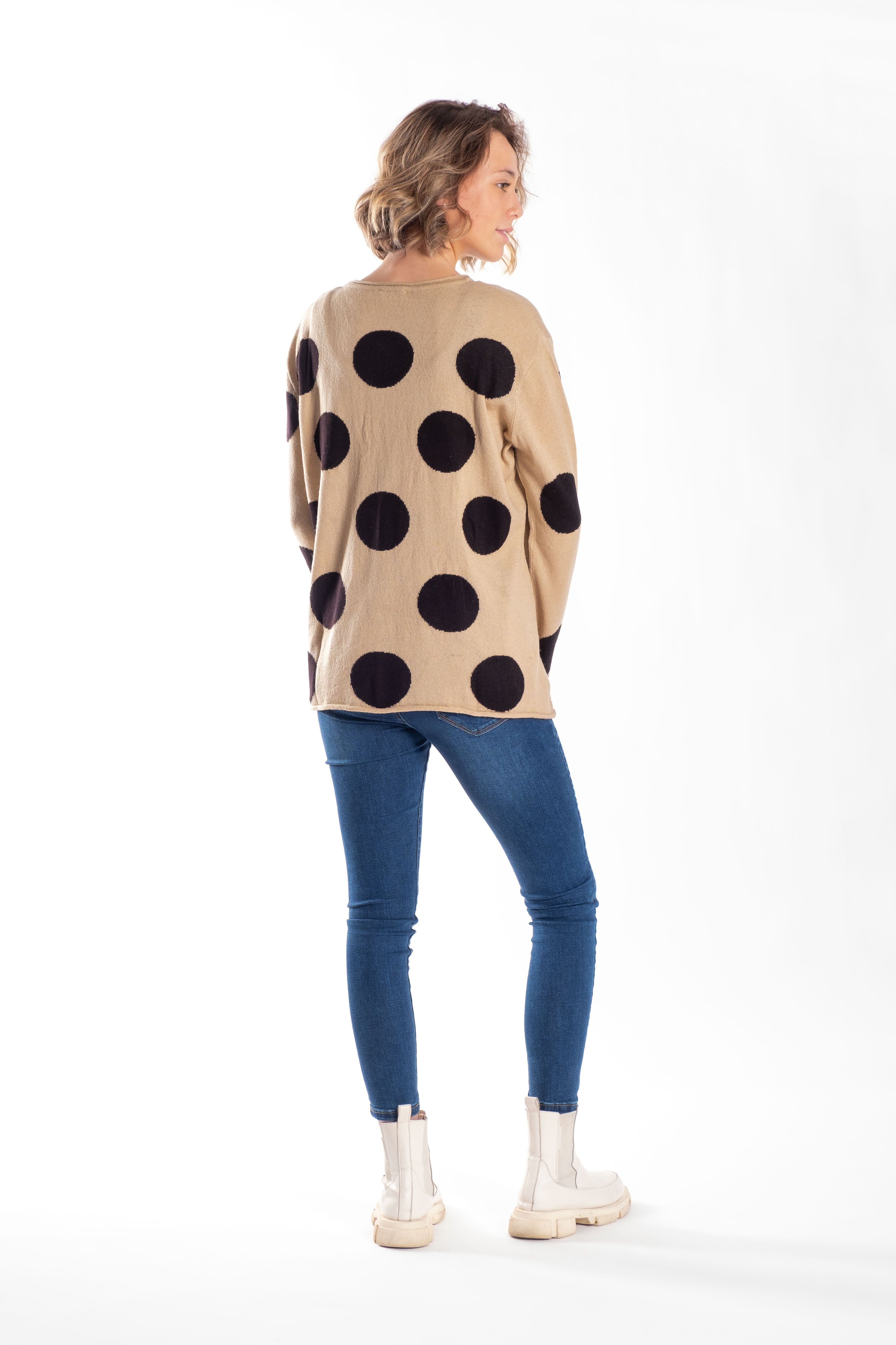 Sweatshirt Taupe with Black Spots