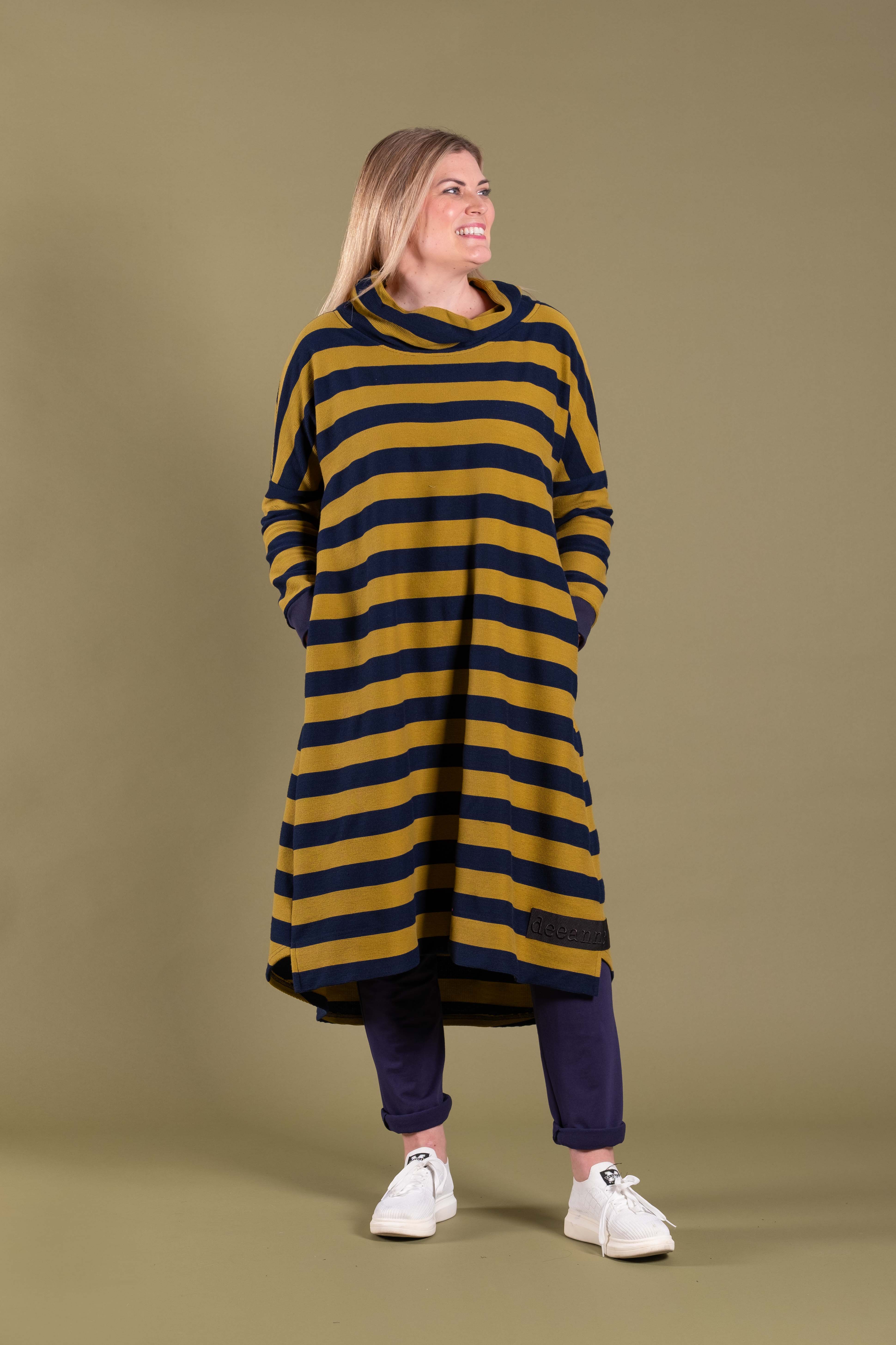 Hoodie Dress Wasabi Stripe