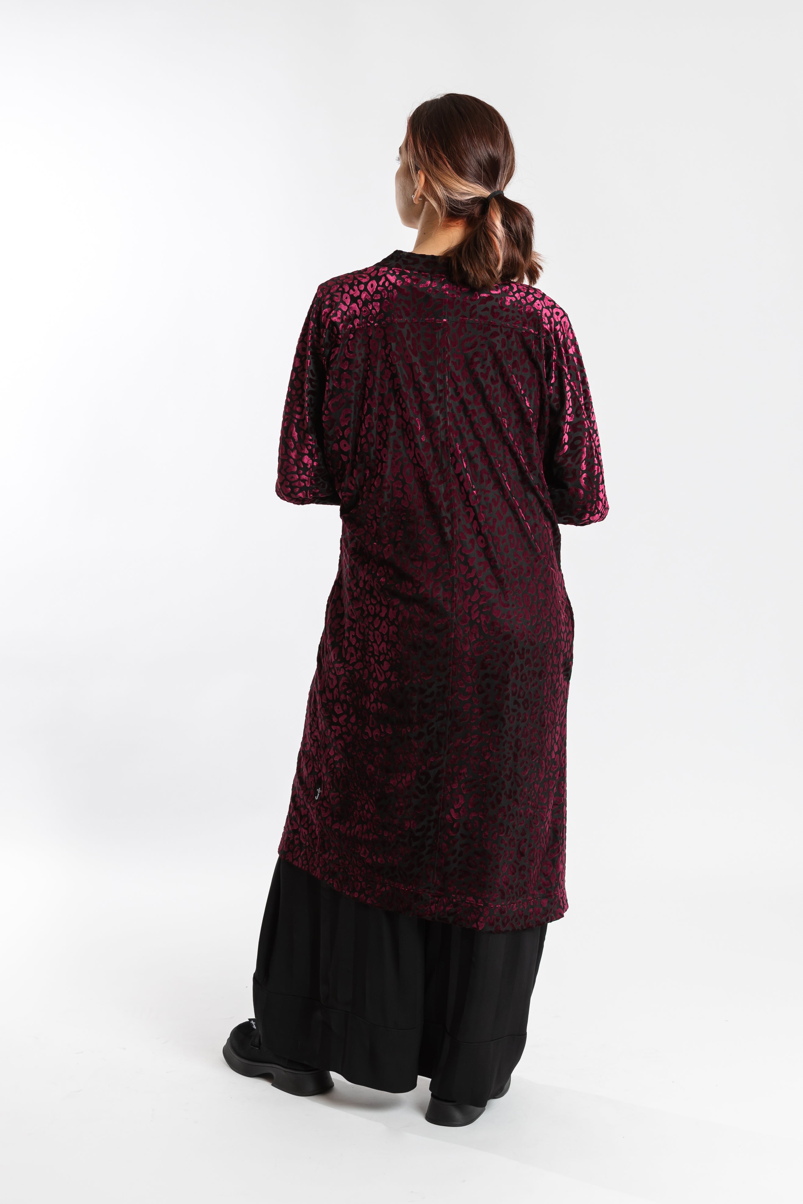Poppy Cardie Wine Leopard