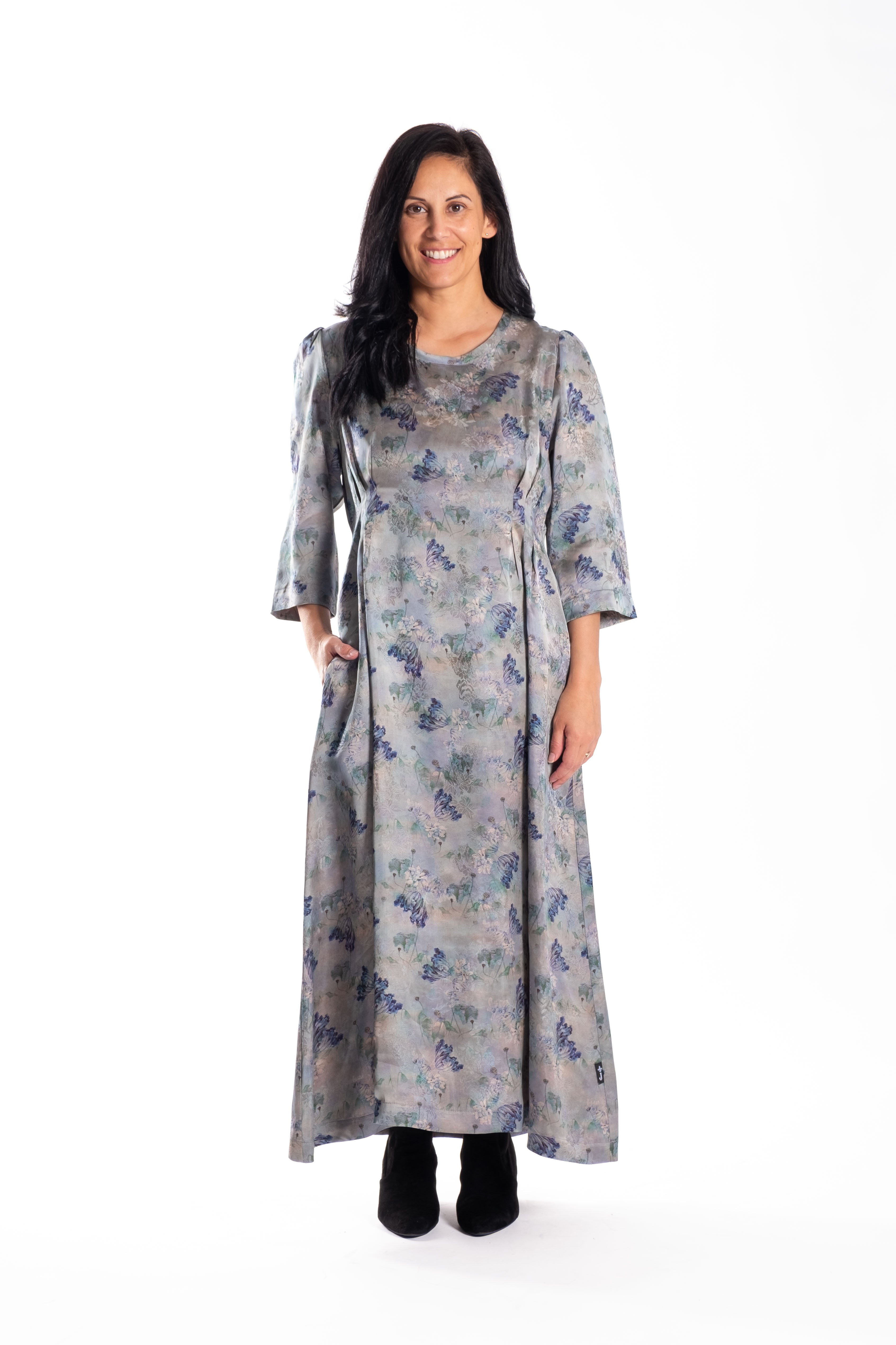 Pleated Dress Blue Tulip