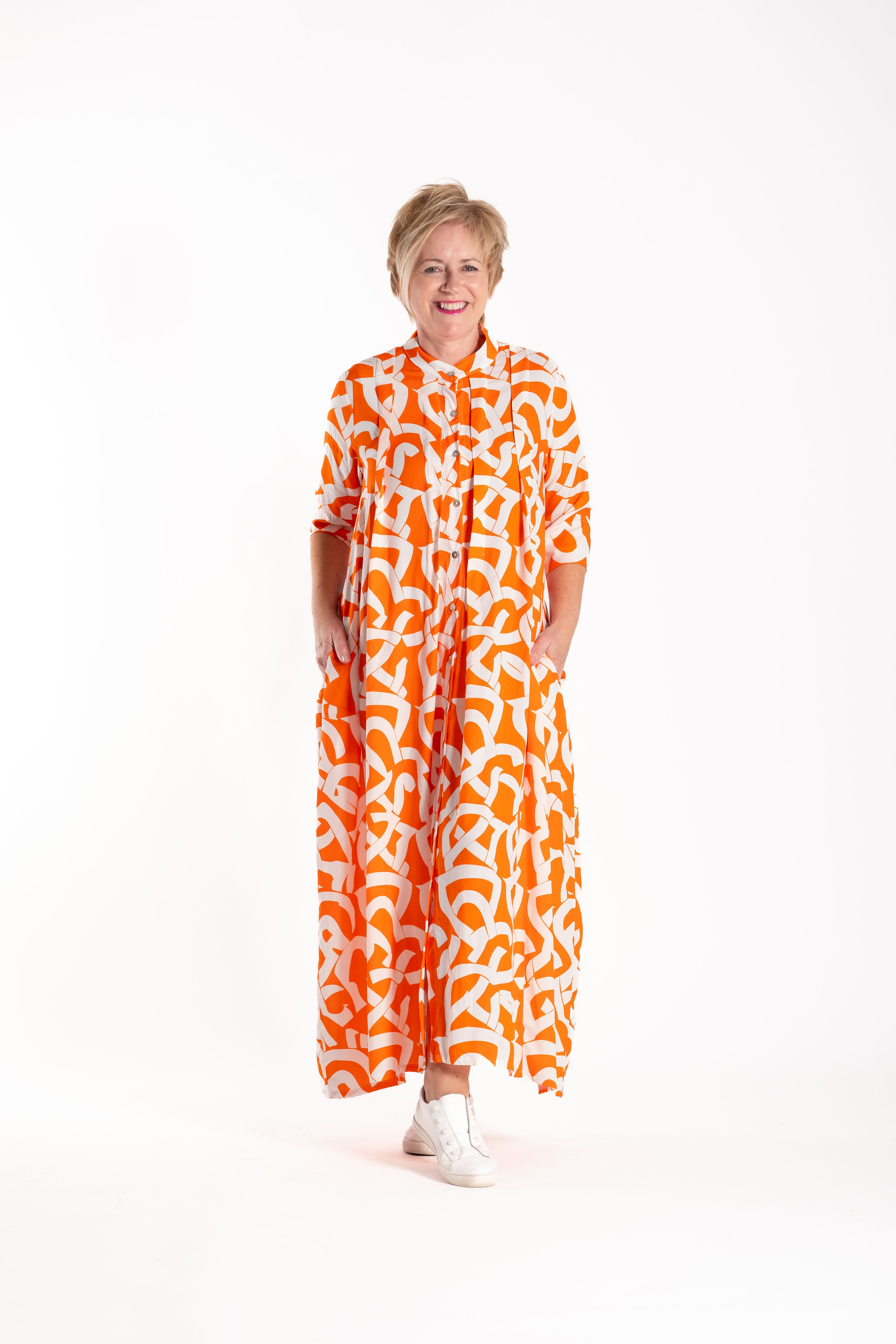 French Me Dress Grapefruit Scribble