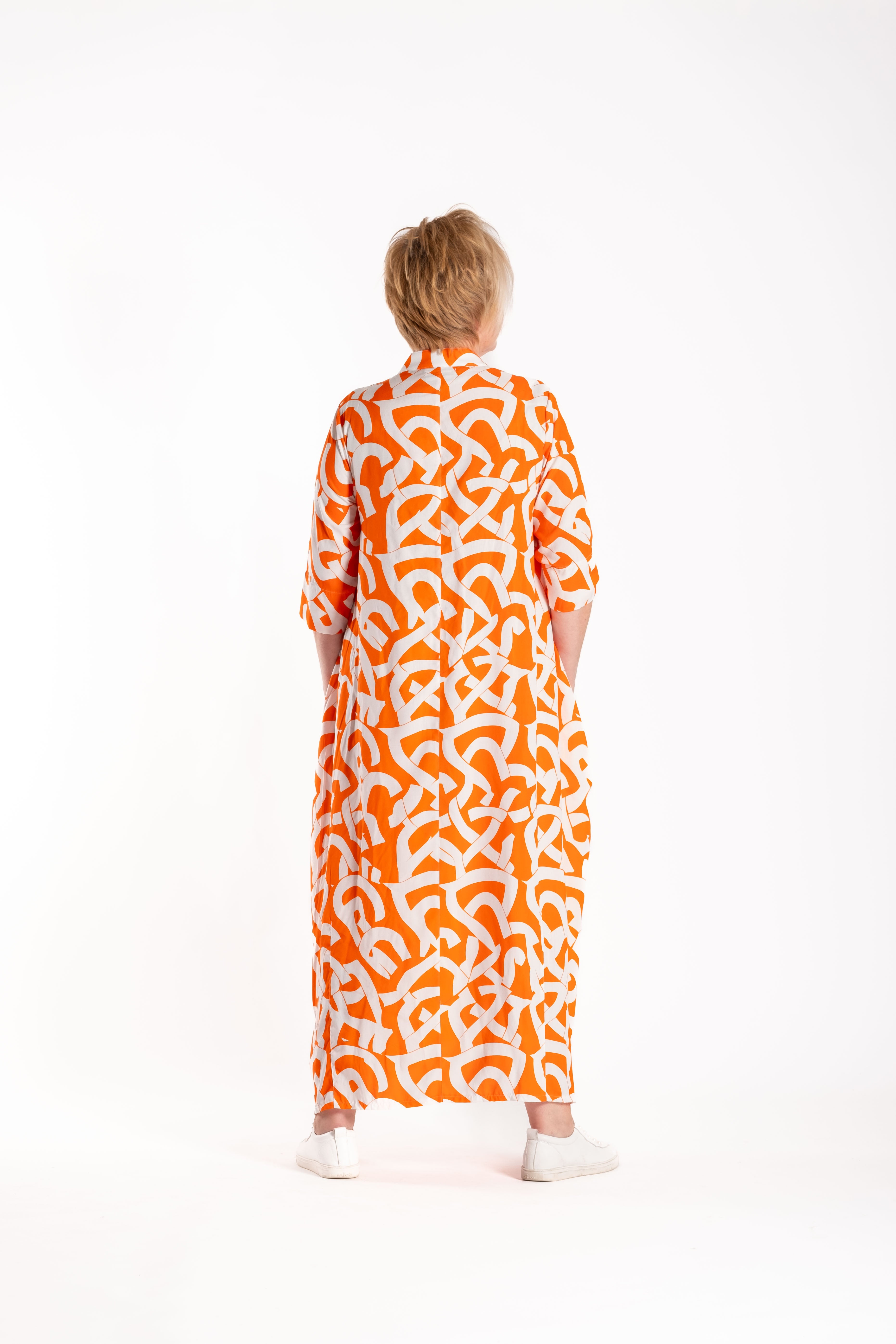 French Me Dress Grapefruit Scribble