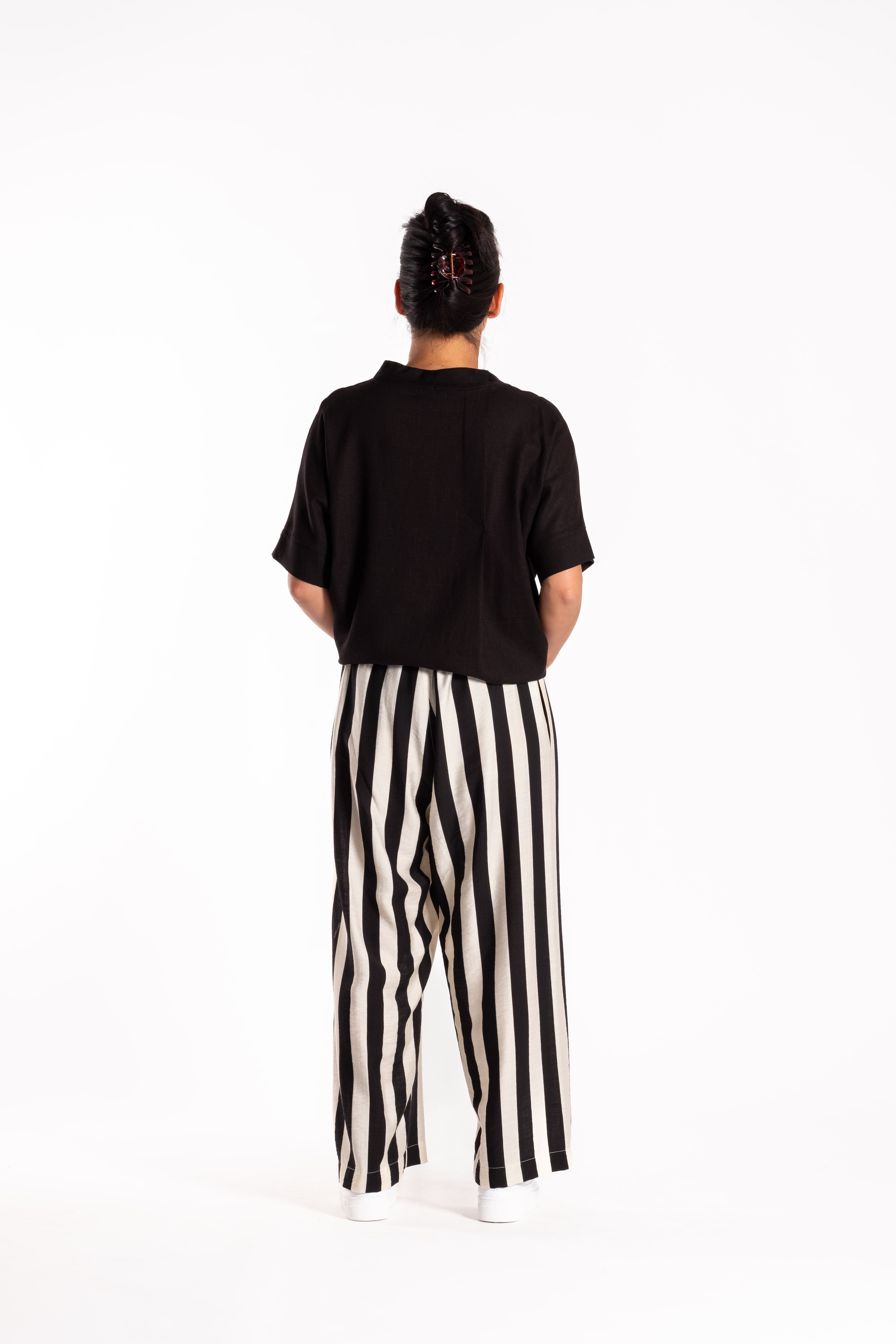 Jellicoe Wide Leg Pants Black Stripe