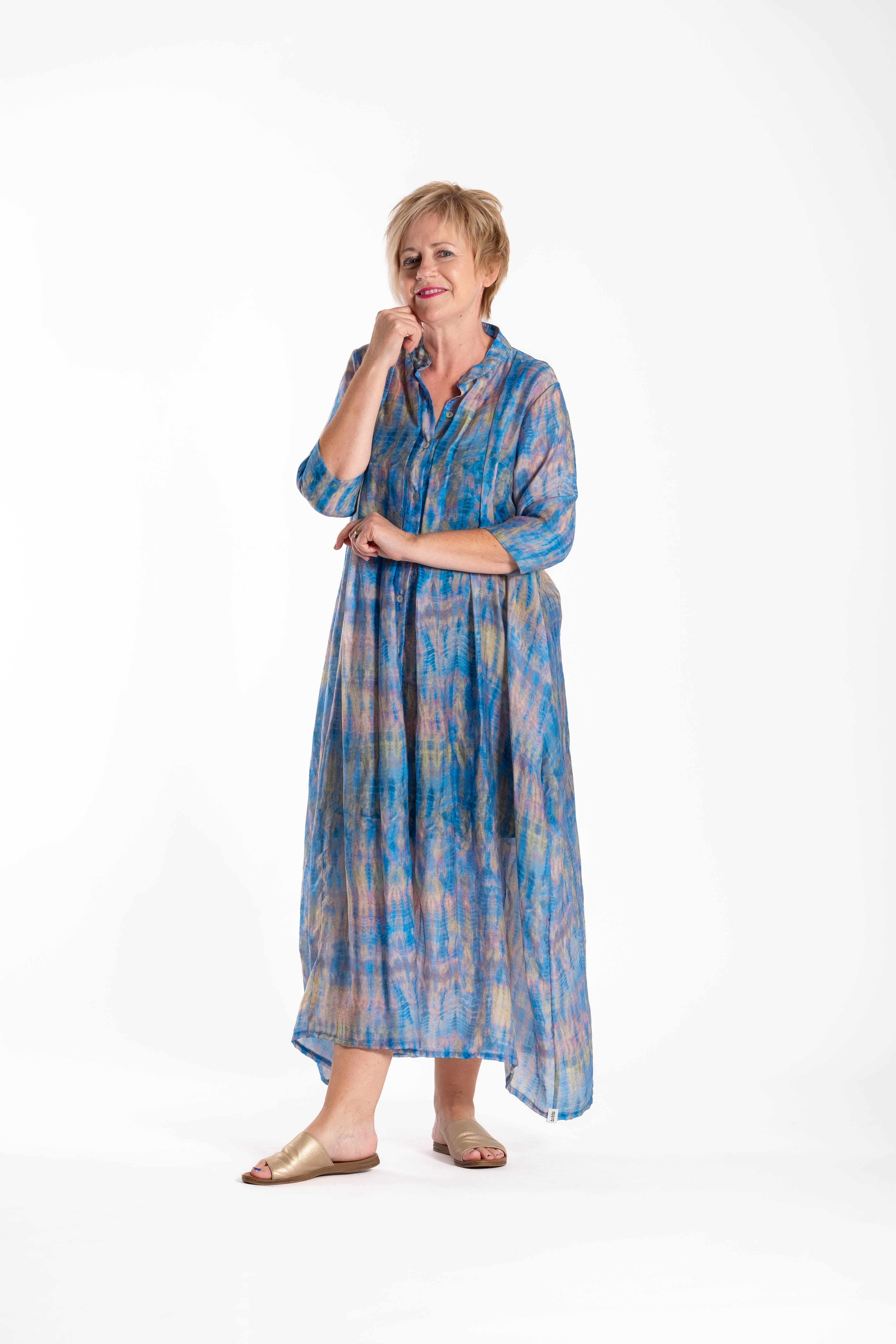 French Me Dress Tie Dyed Blue