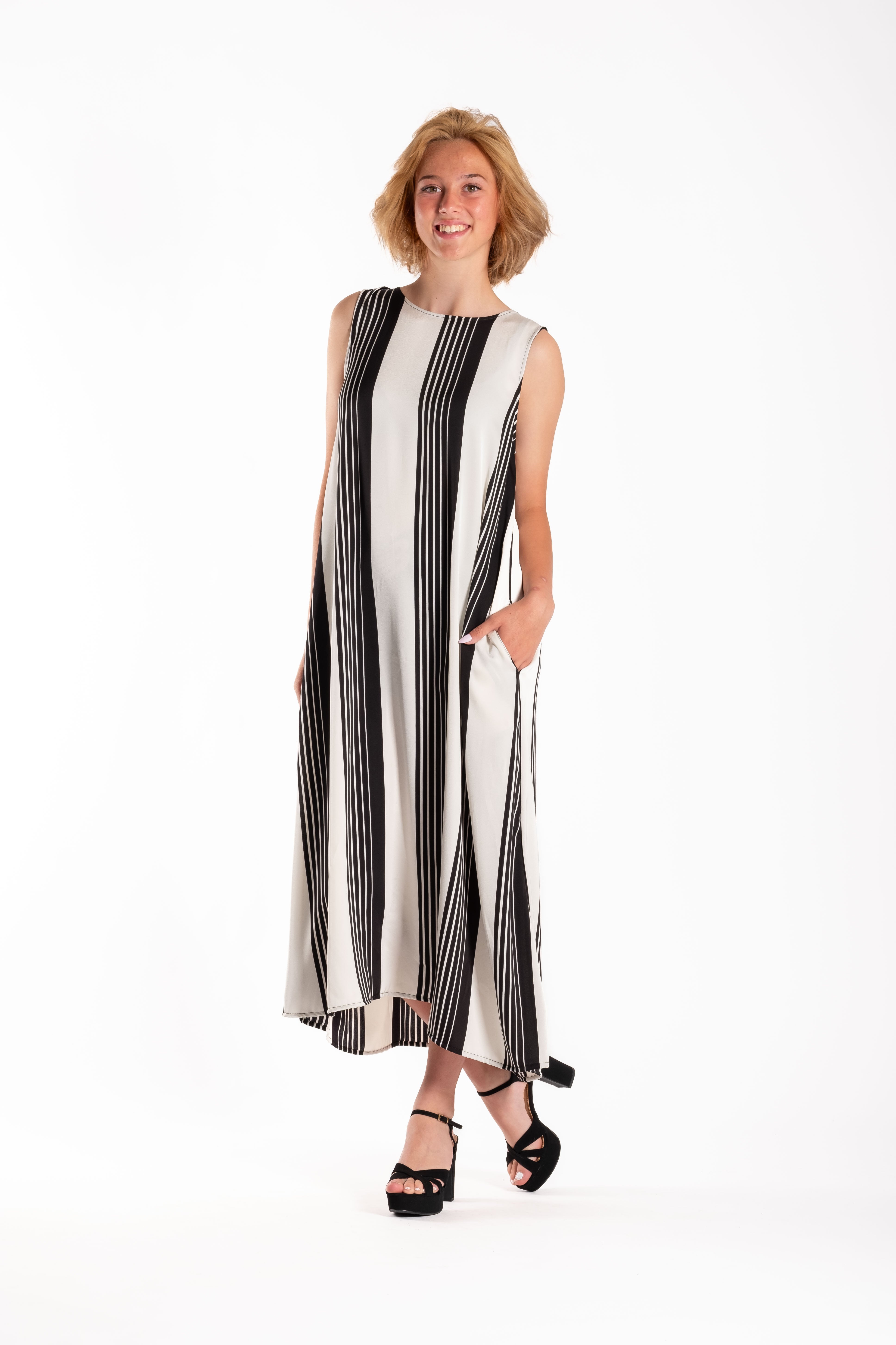 Tasmin Dress Divided Stripes