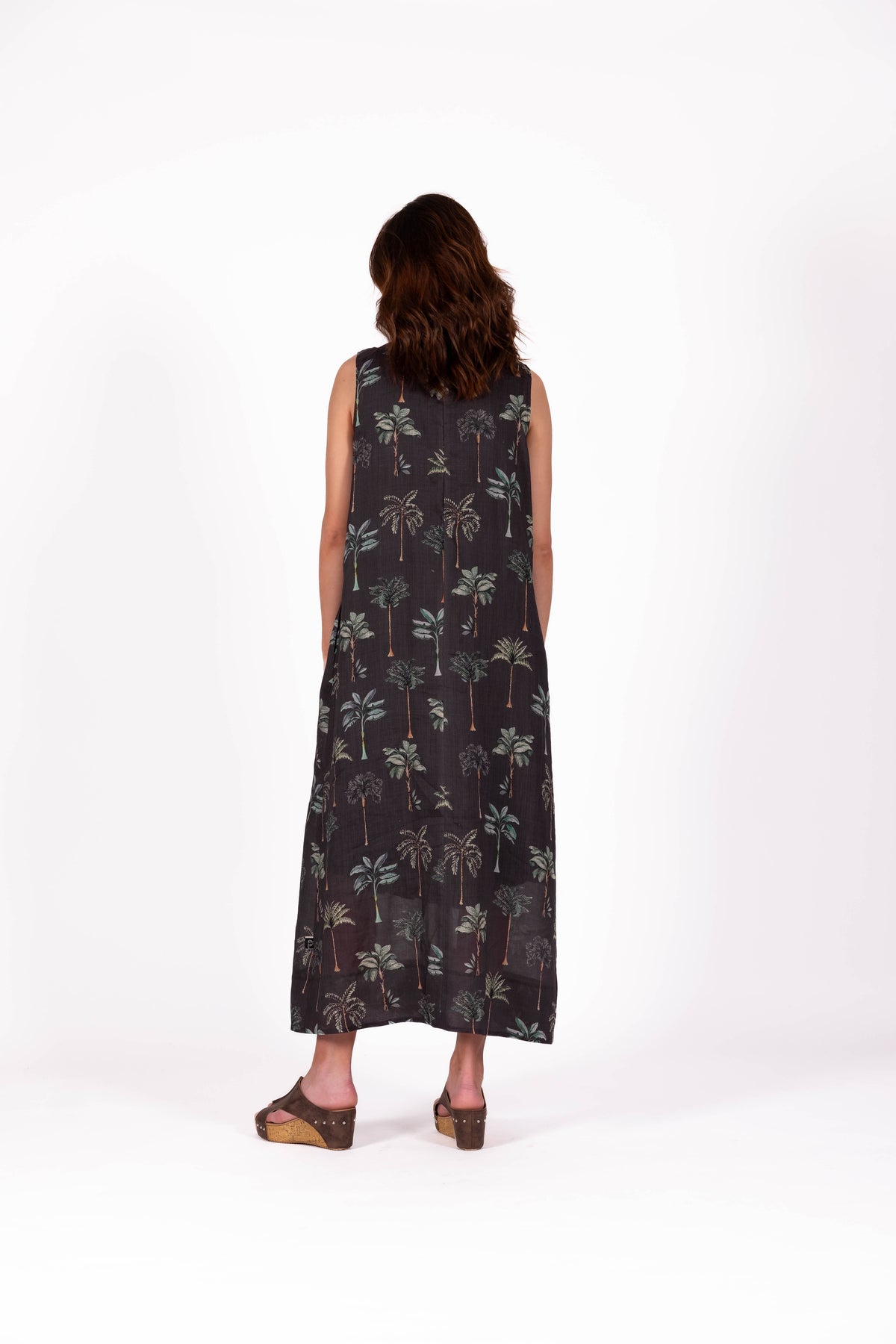 Evenflow Dress Sleeveless Ink Palm