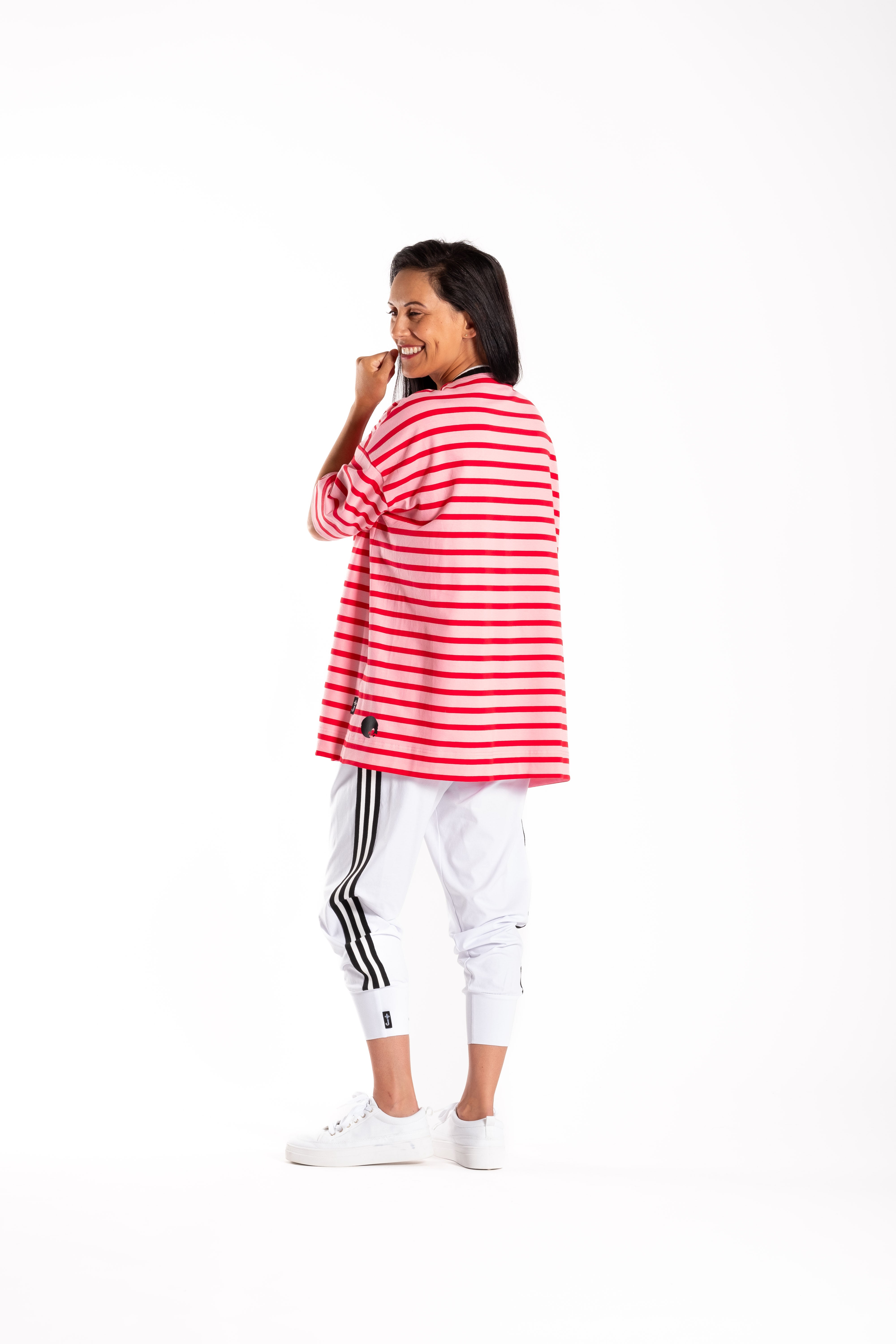 Jellicoe Box Tee Red & Pink Stripe